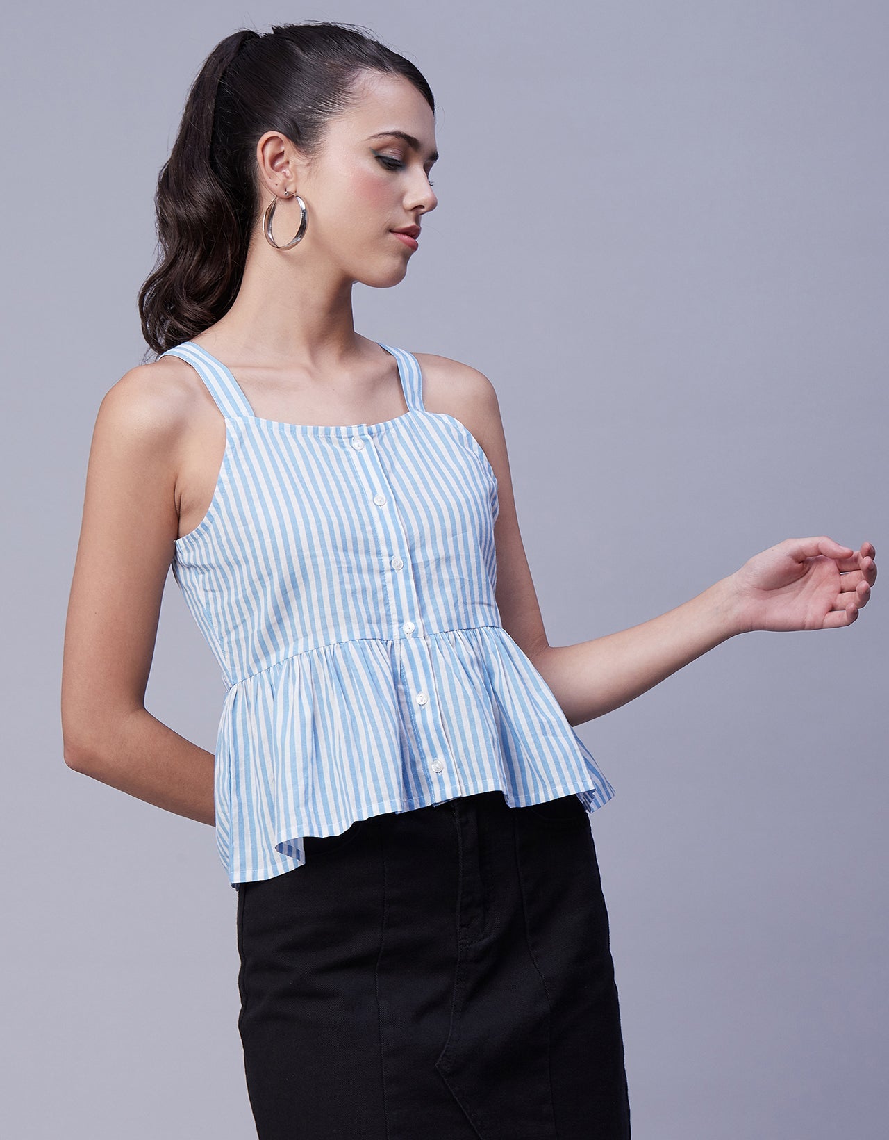 Sleeveless Peplum Strappy Top