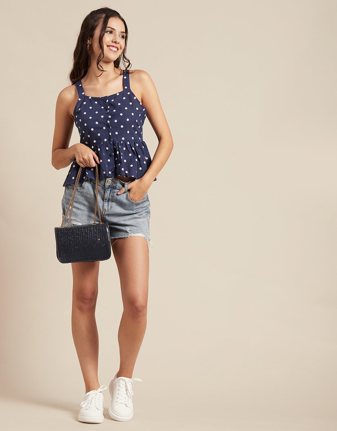 Sleeveless Peplum Strappy Top