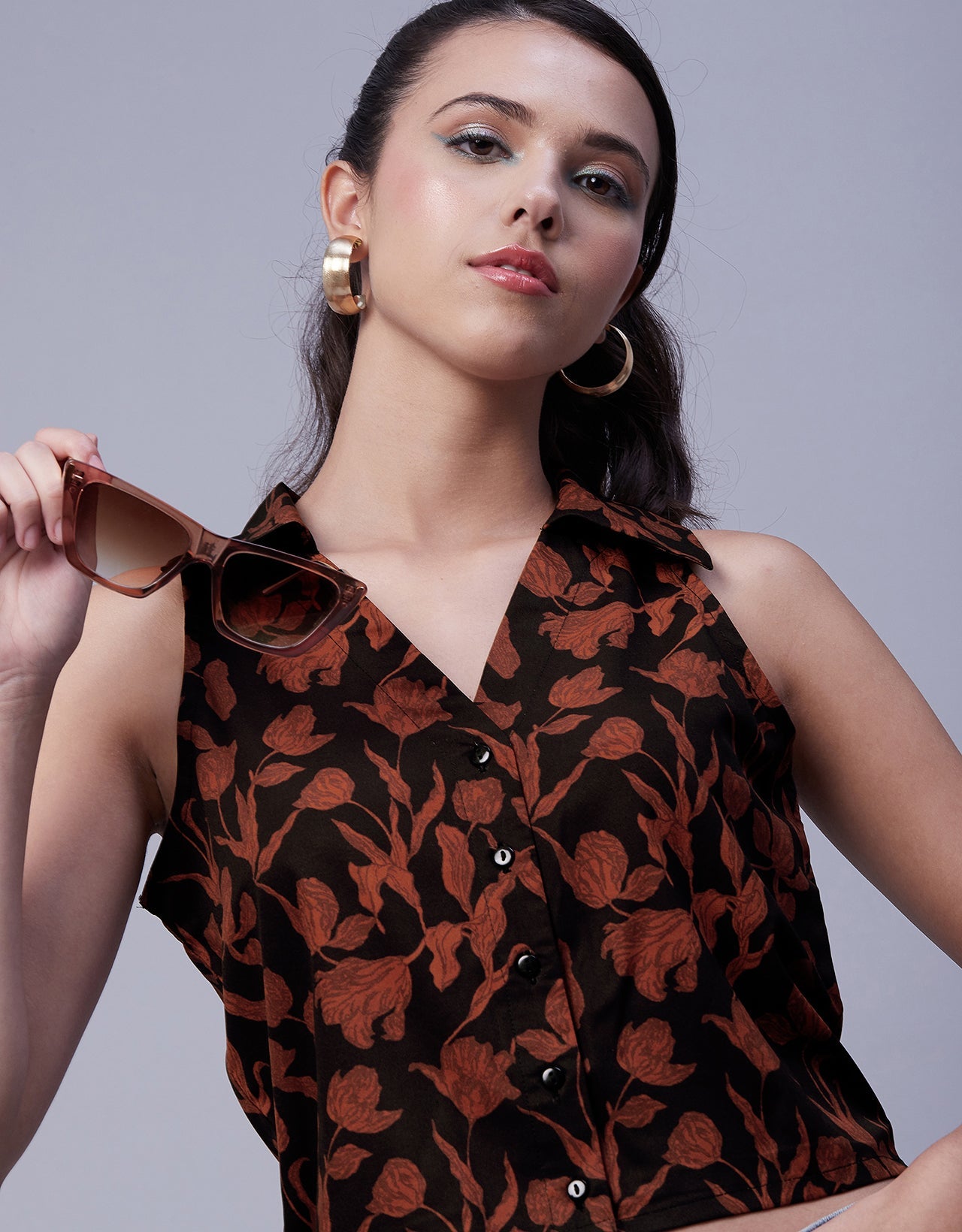 Printed Collared Summer Top