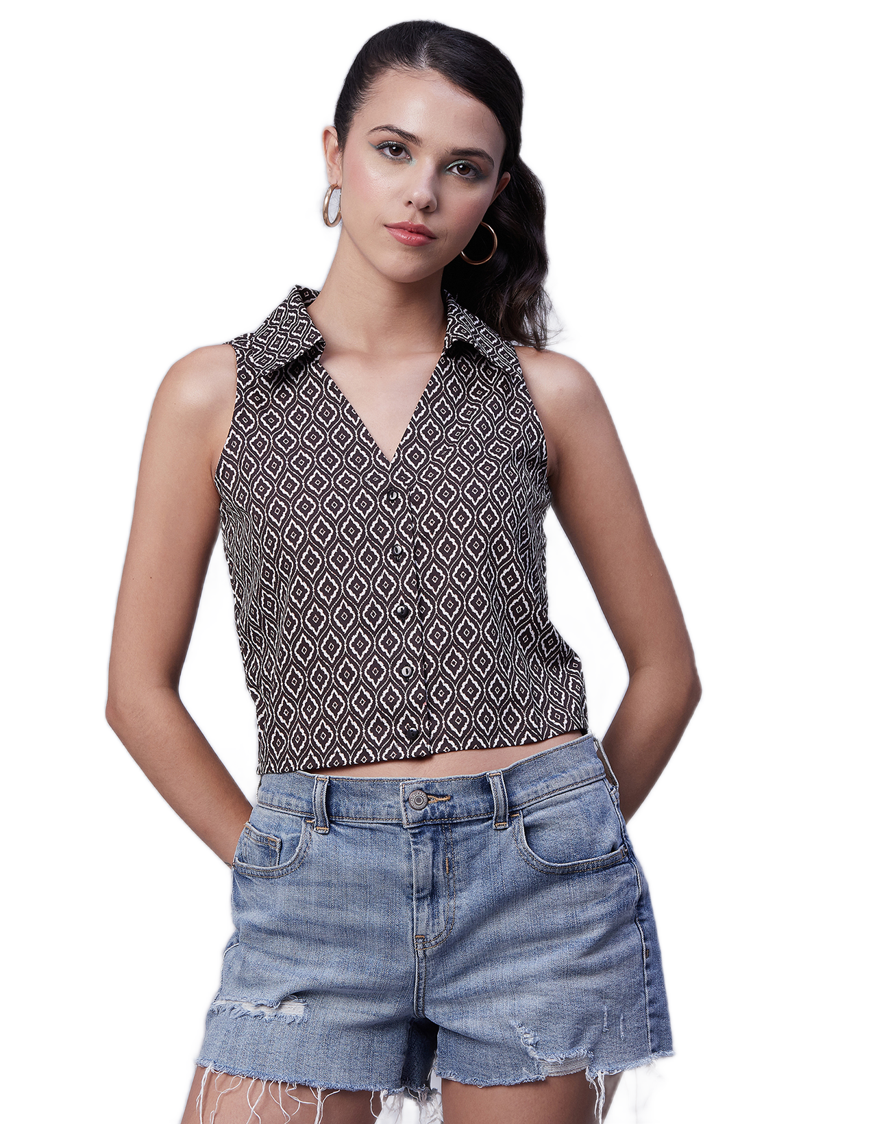 Printed Collared Summer Top