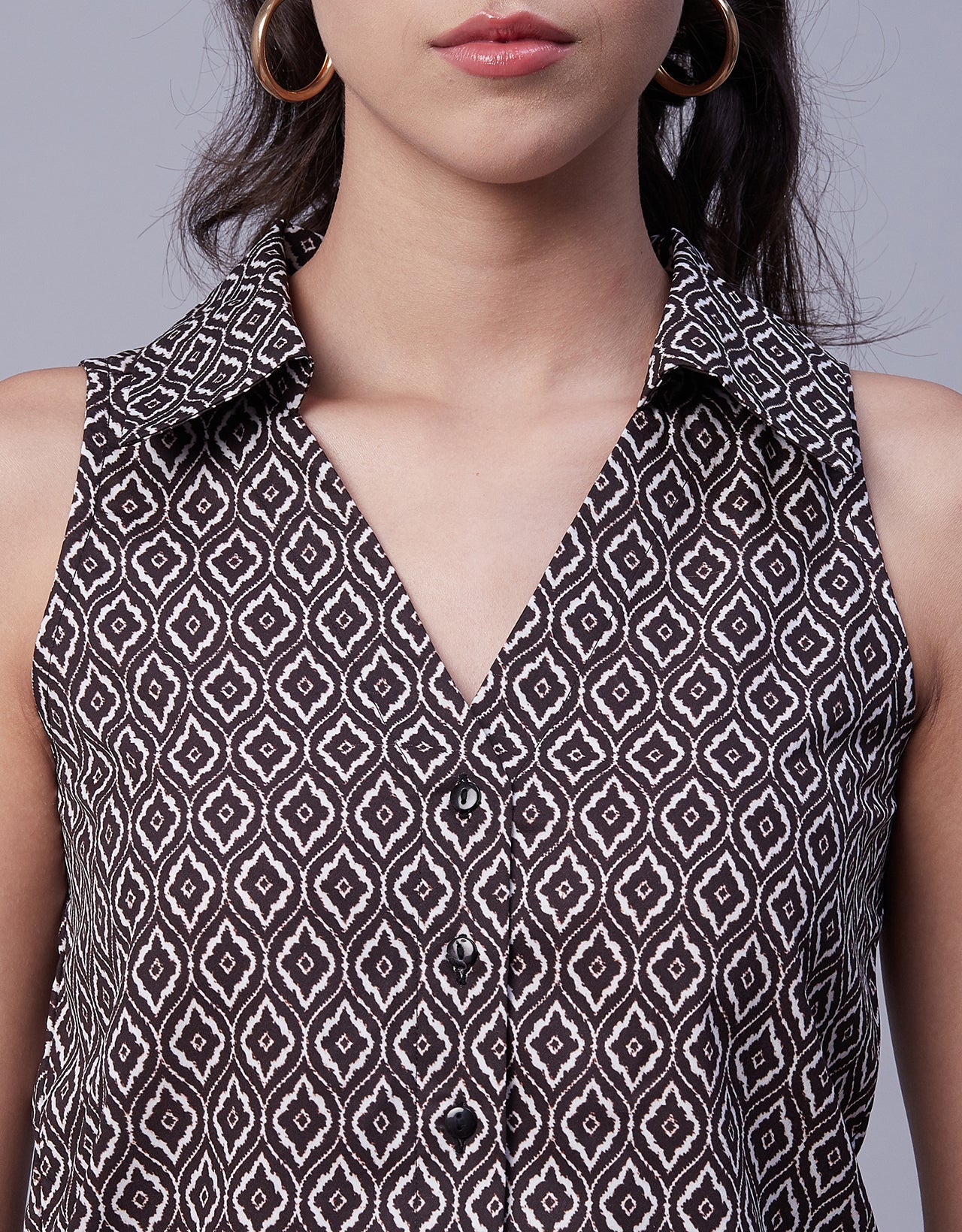 Printed Collared Summer Top
