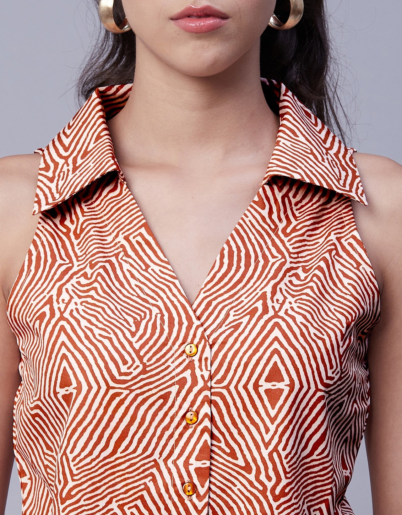 Printed Collared Summer Top