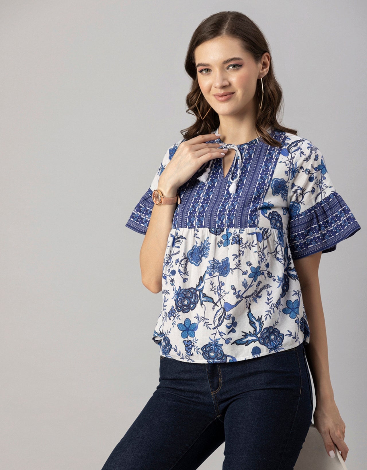 Printed Boho Cotton Blouse