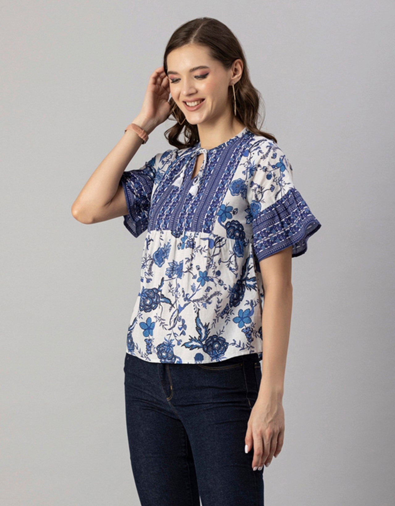 Printed Boho Cotton Blouse
