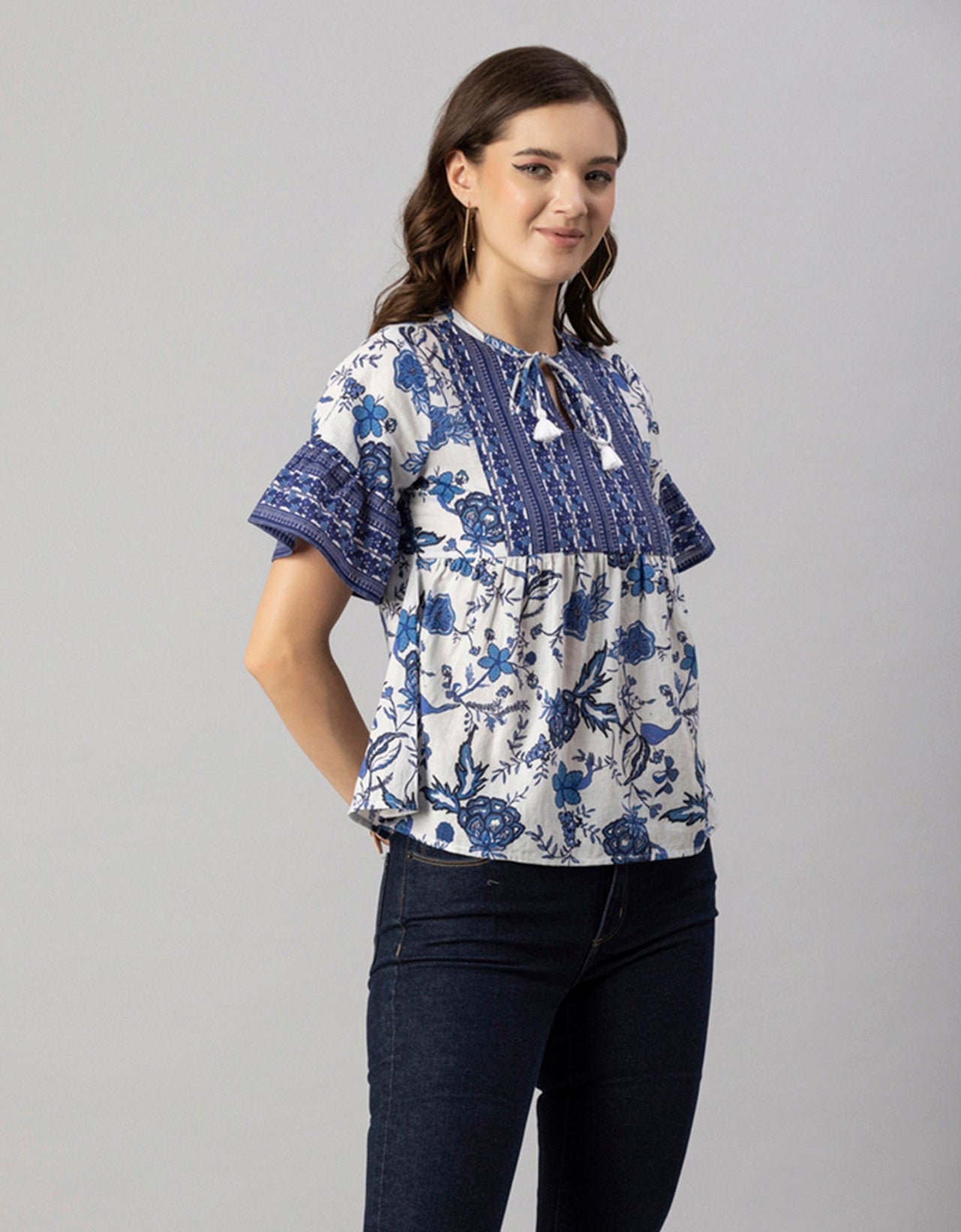 Printed Boho Cotton Blouse