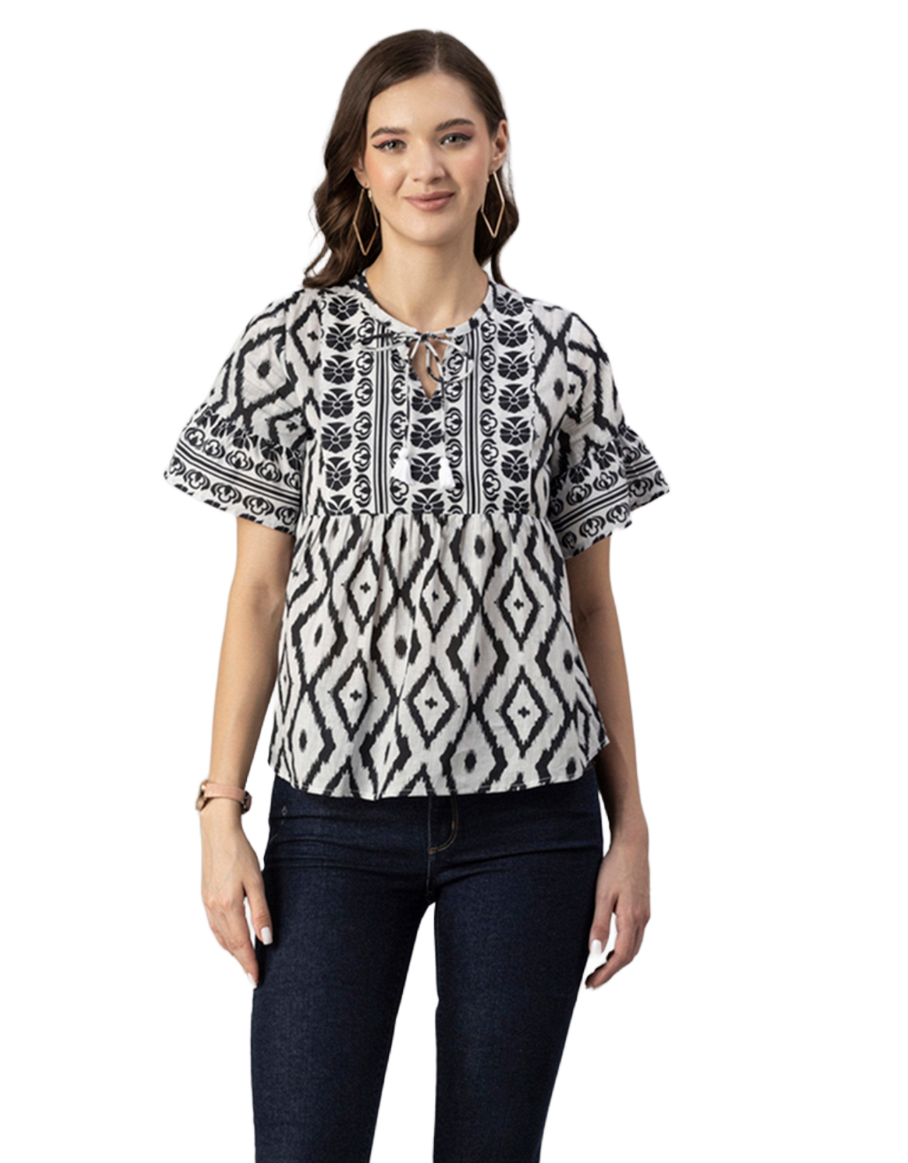Printed Boho Cotton Blouse