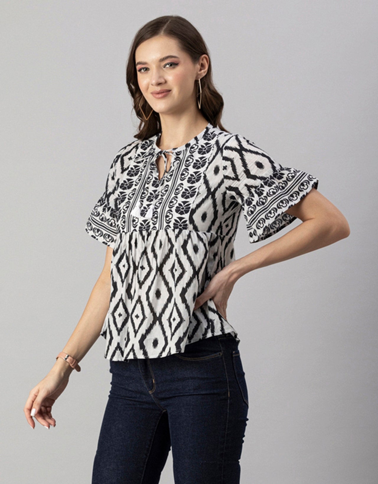 Printed Boho Cotton Blouse