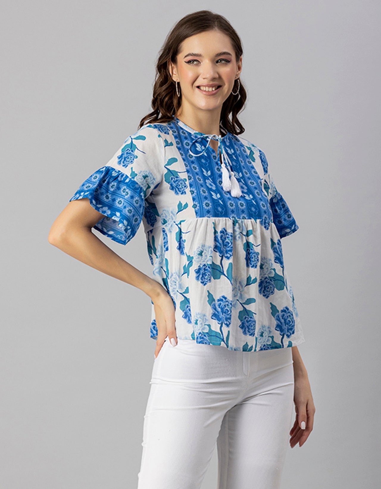 Printed Boho Cotton Blouse