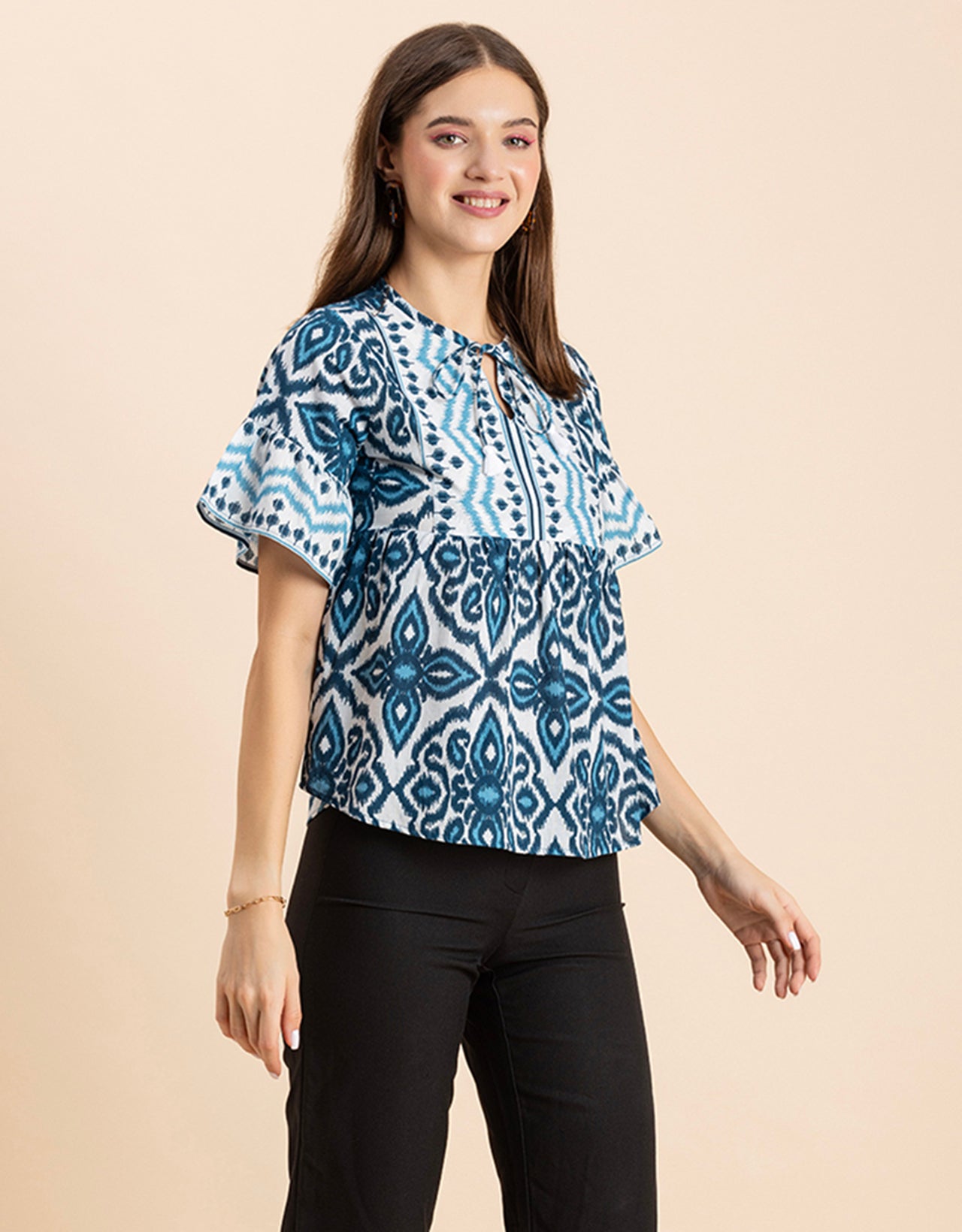 Printed Boho Cotton Blouse