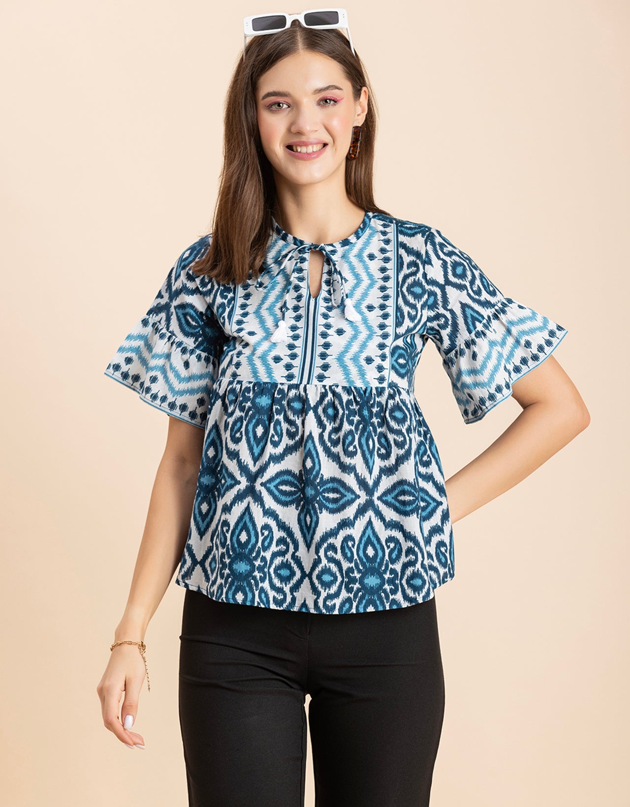 Printed Boho Cotton Blouse
