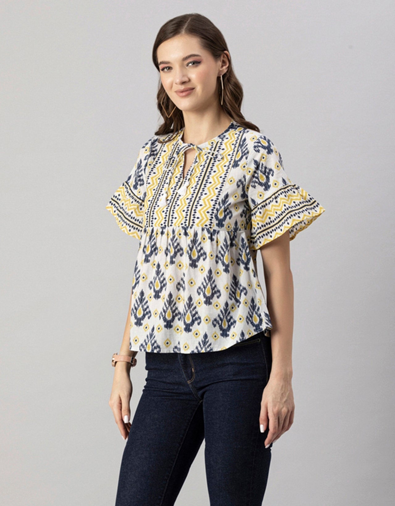 Printed Boho Cotton Blouse