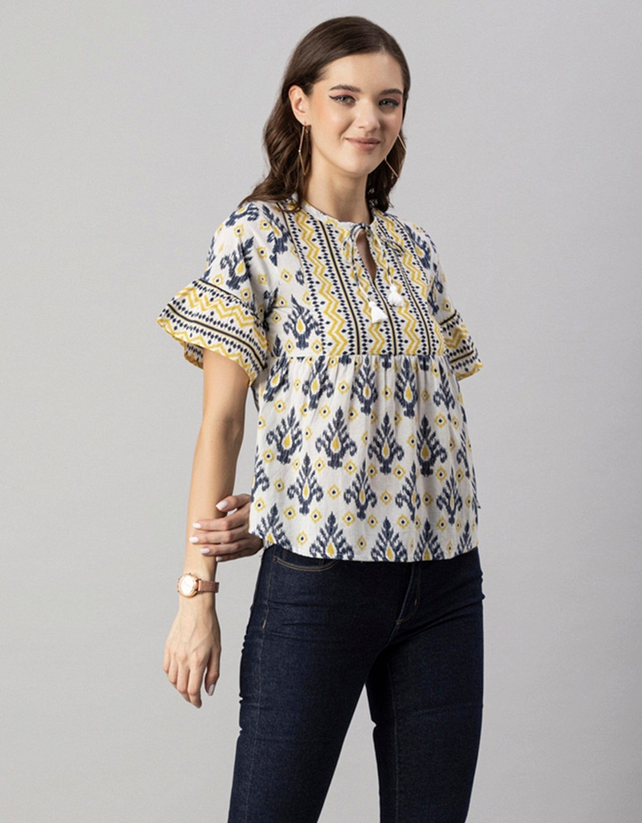 Printed Boho Cotton Blouse