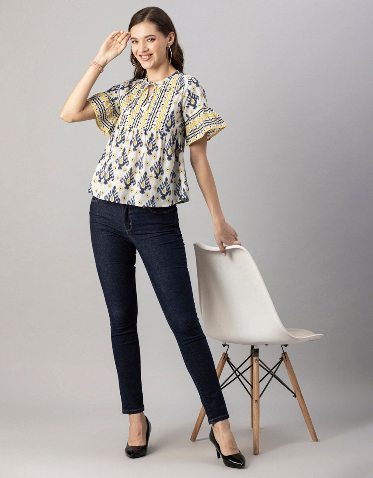 Printed Boho Cotton Blouse