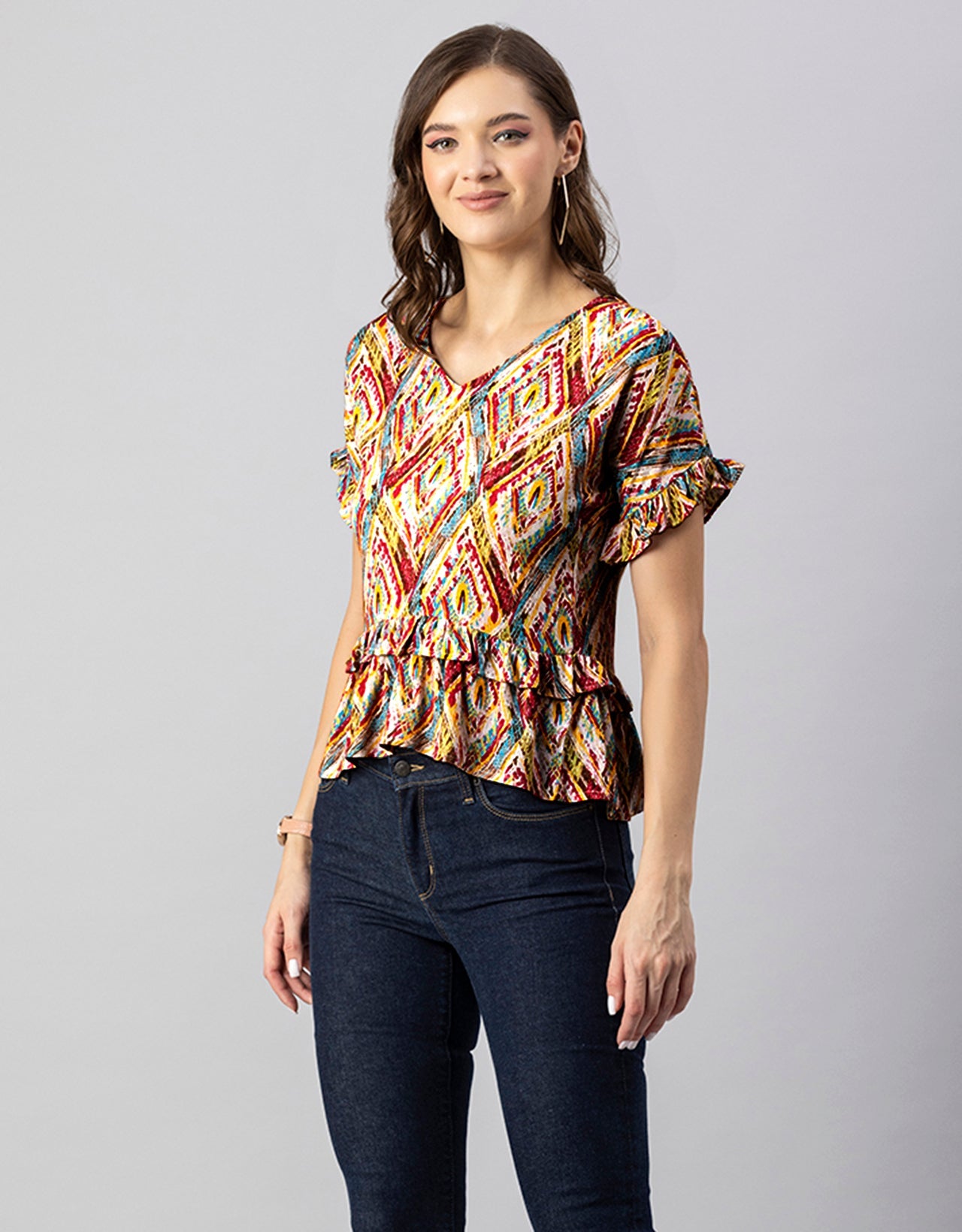 Printed Viscose Loose-Fit Top