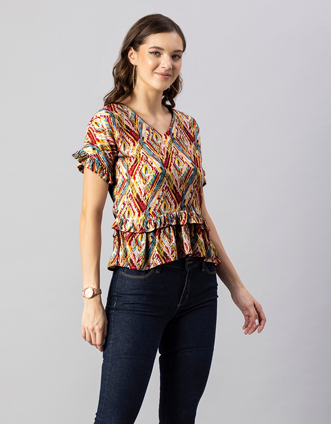 Printed Viscose Loose-Fit Top