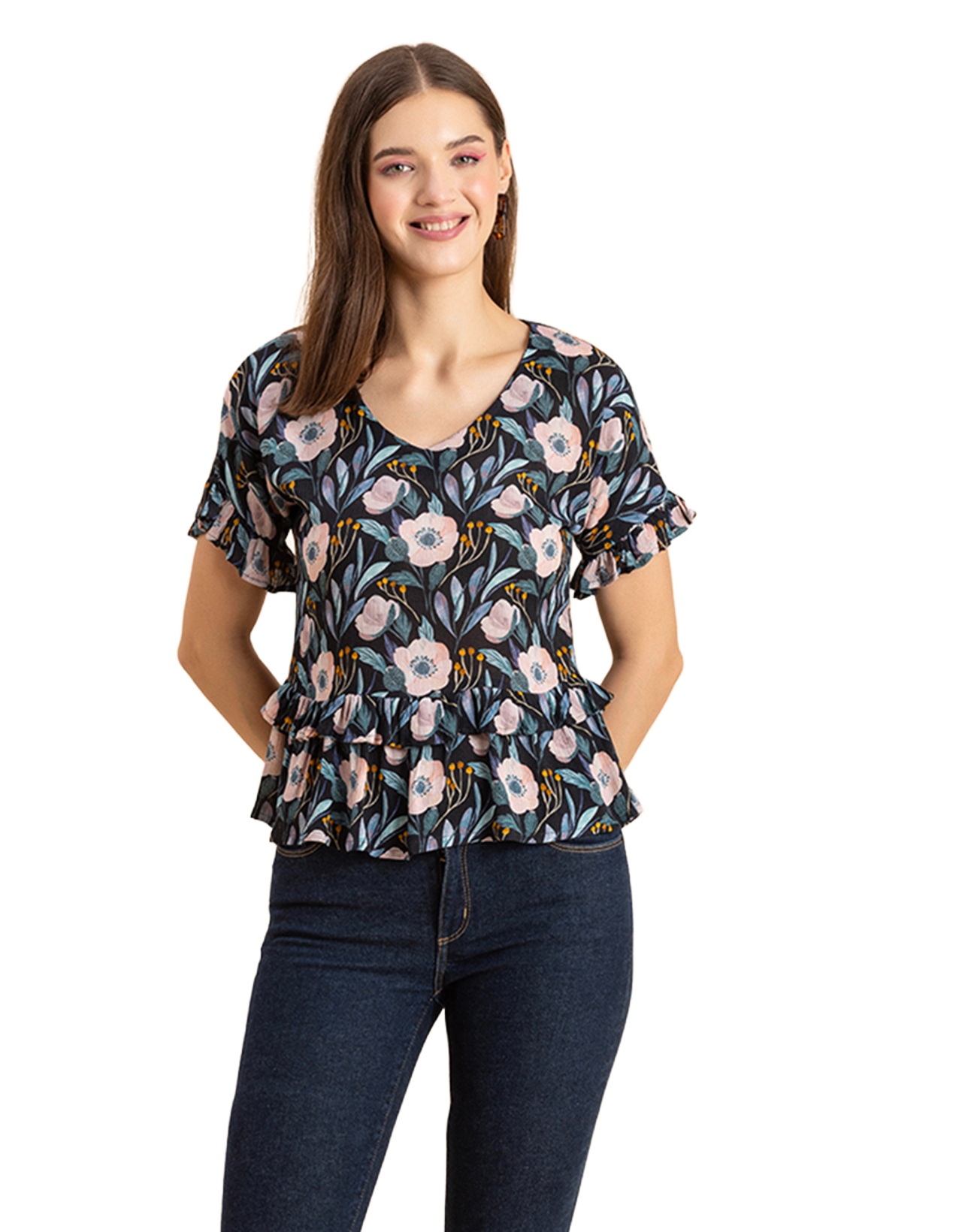 Printed Viscose Loose-Fit Top