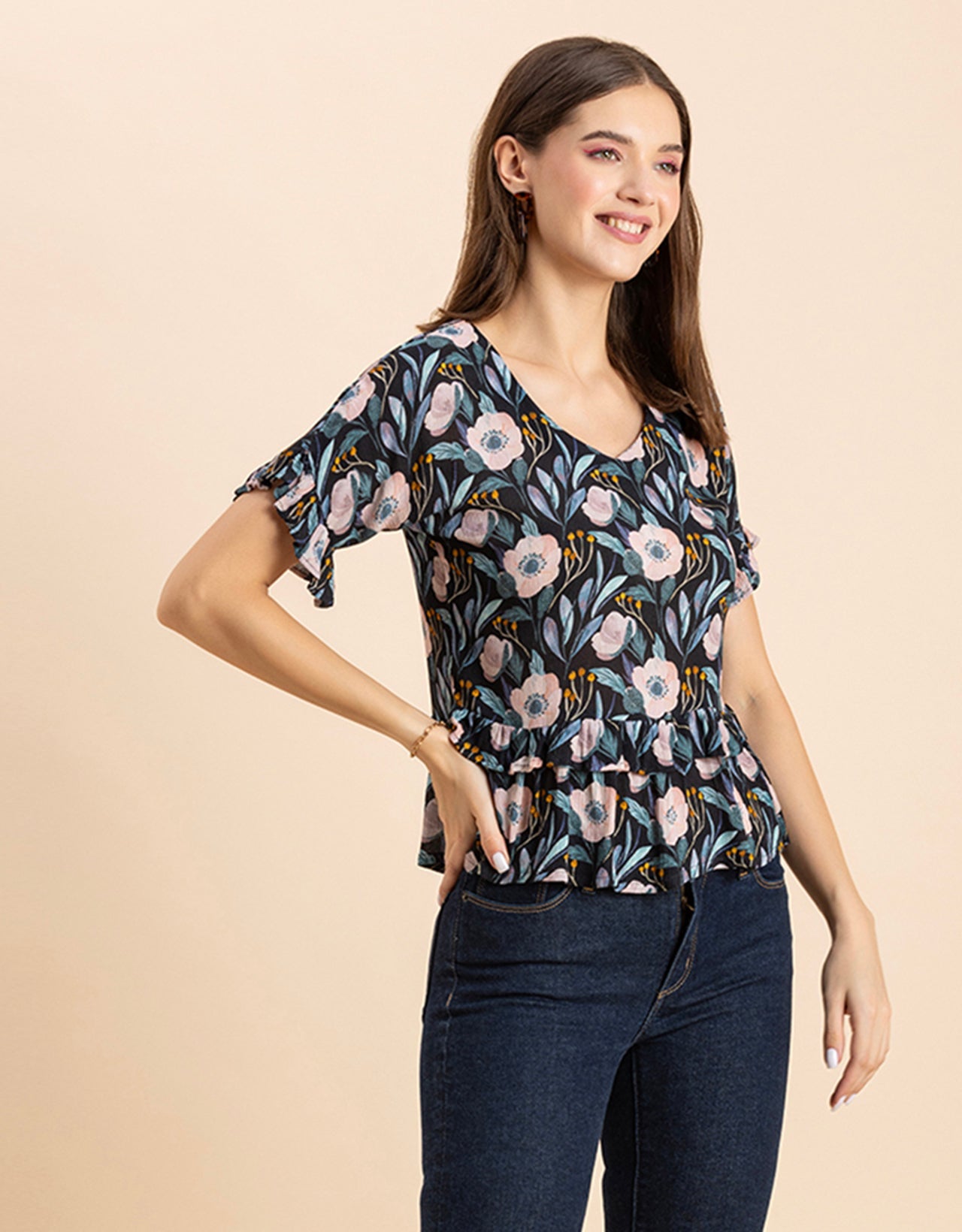 Printed Viscose Loose-Fit Top