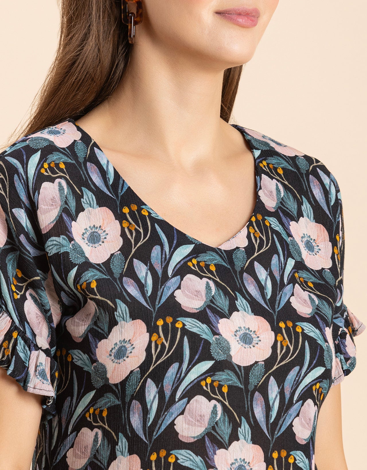 Printed Viscose Loose-Fit Top