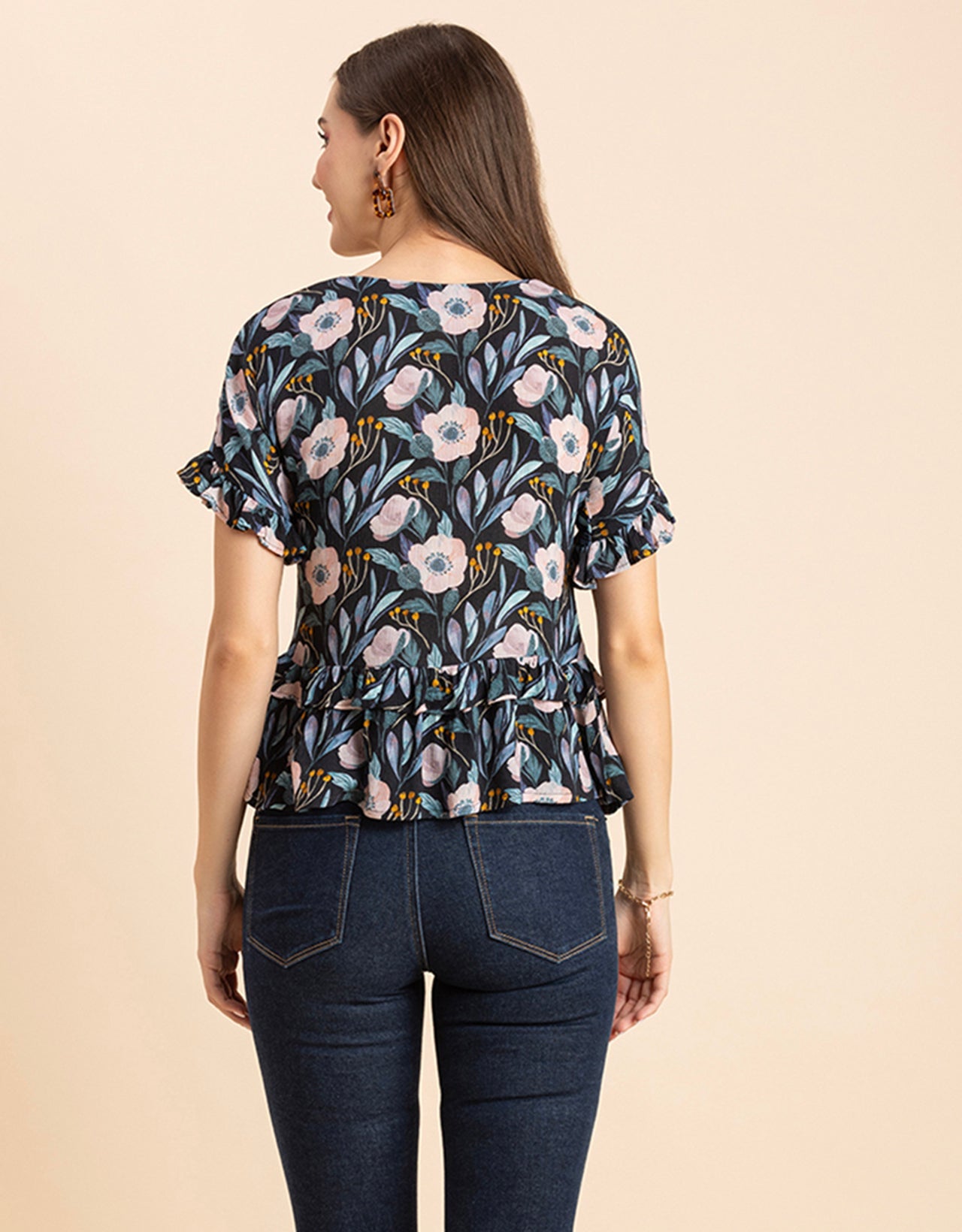 Printed Viscose Loose-Fit Top