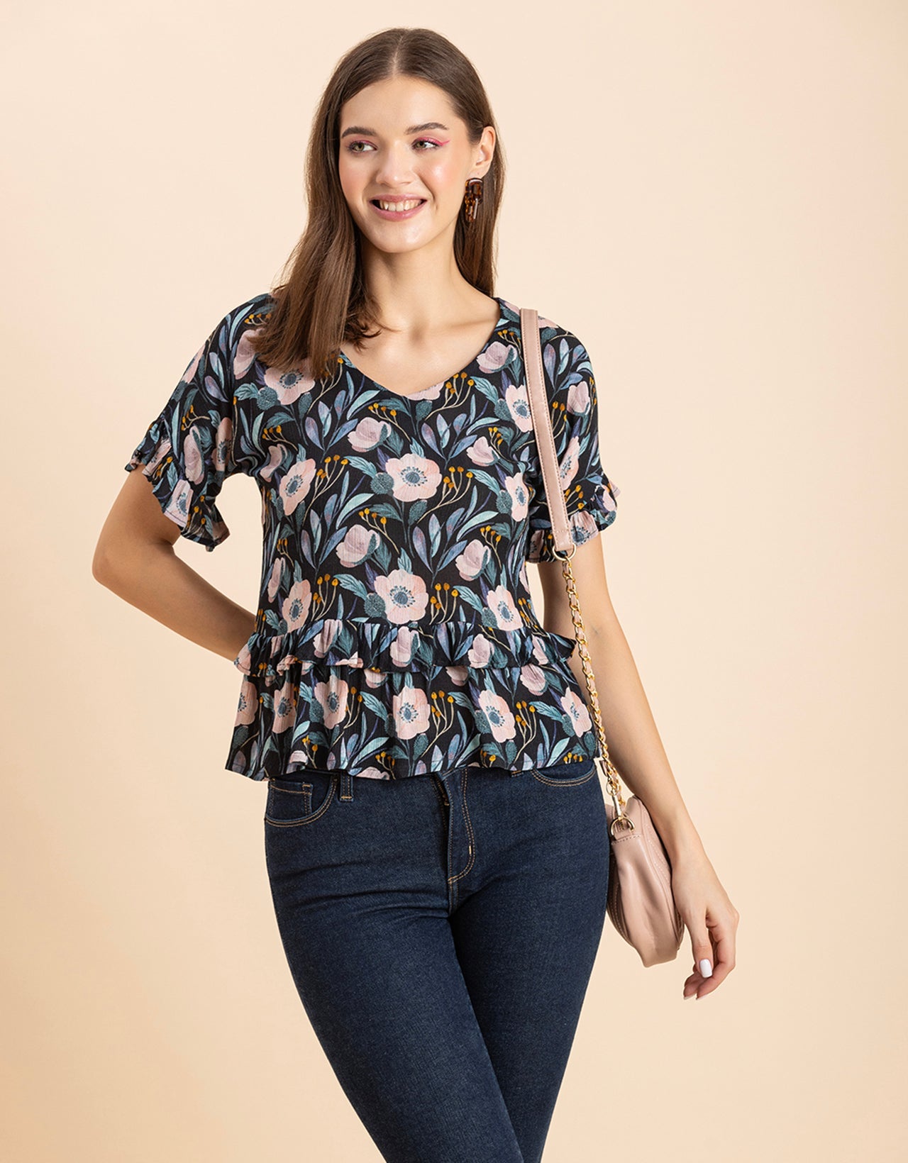 Printed Viscose Loose-Fit Top
