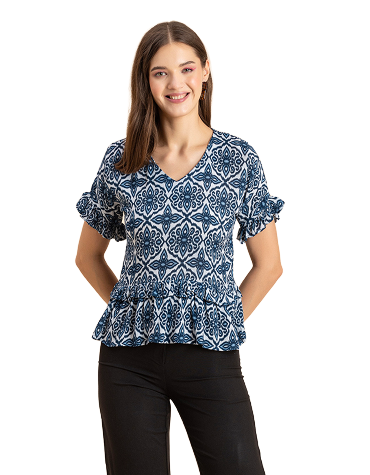 Printed Viscose Loose-Fit Top