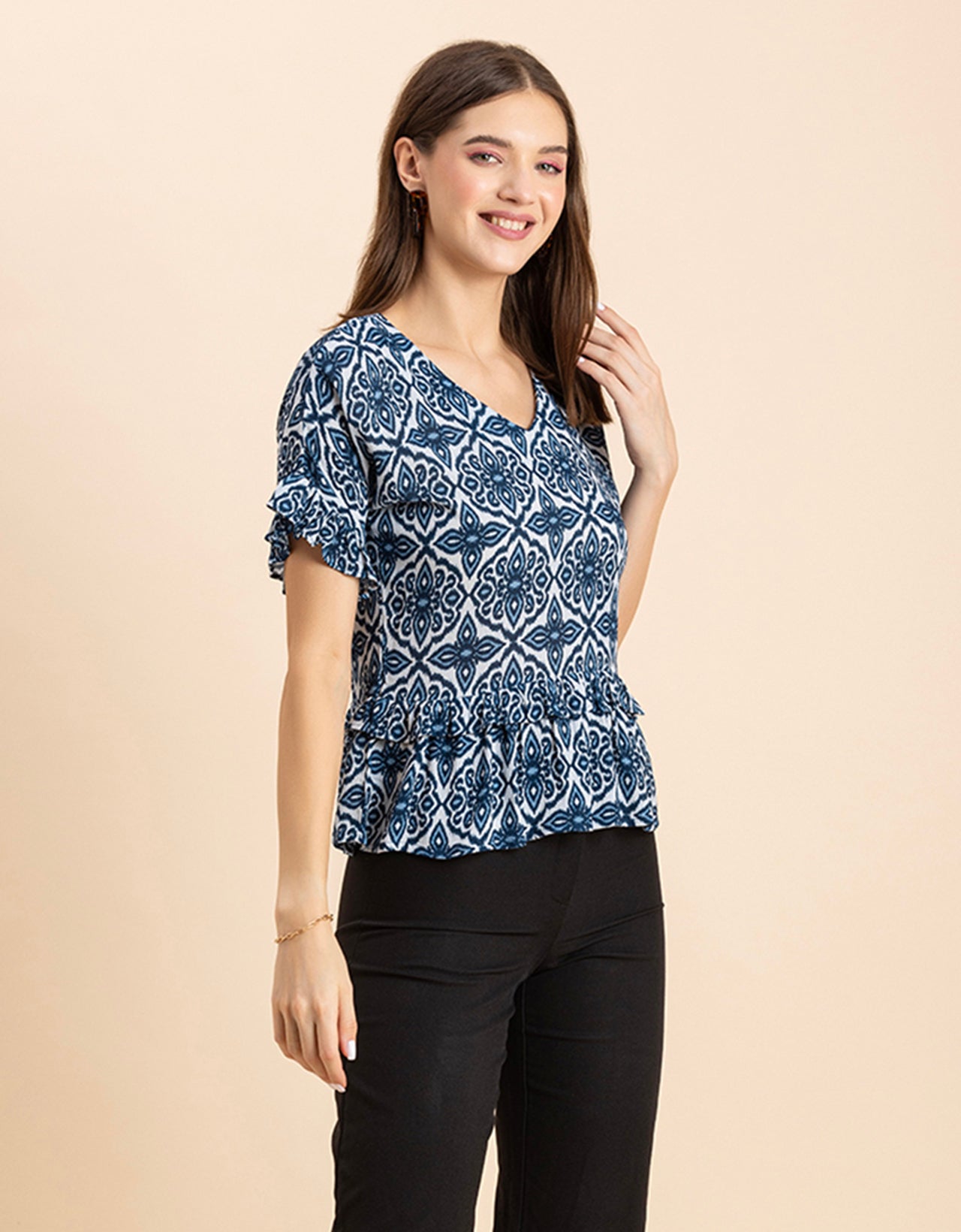 Printed Viscose Loose-Fit Top