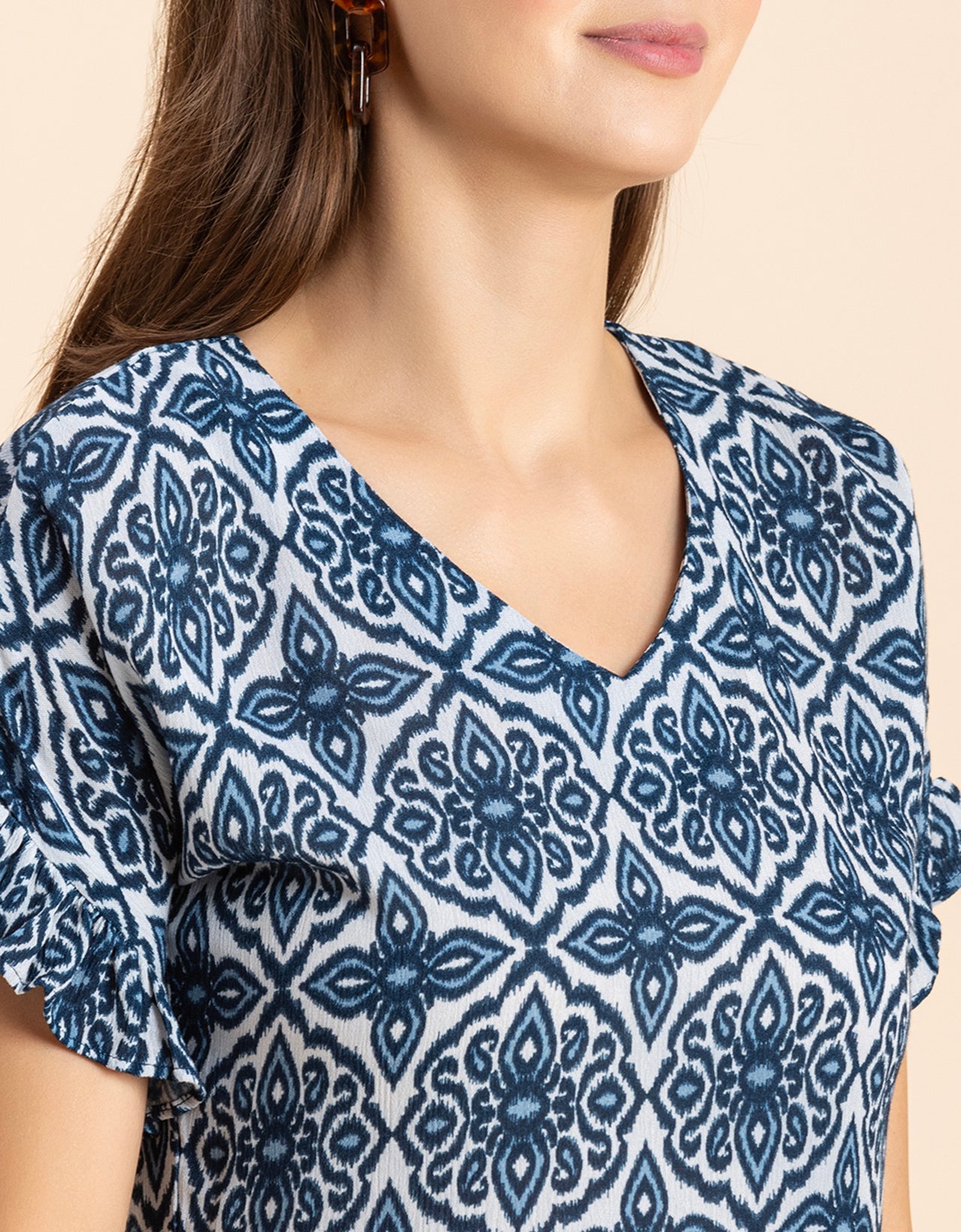 Printed Viscose Loose-Fit Top