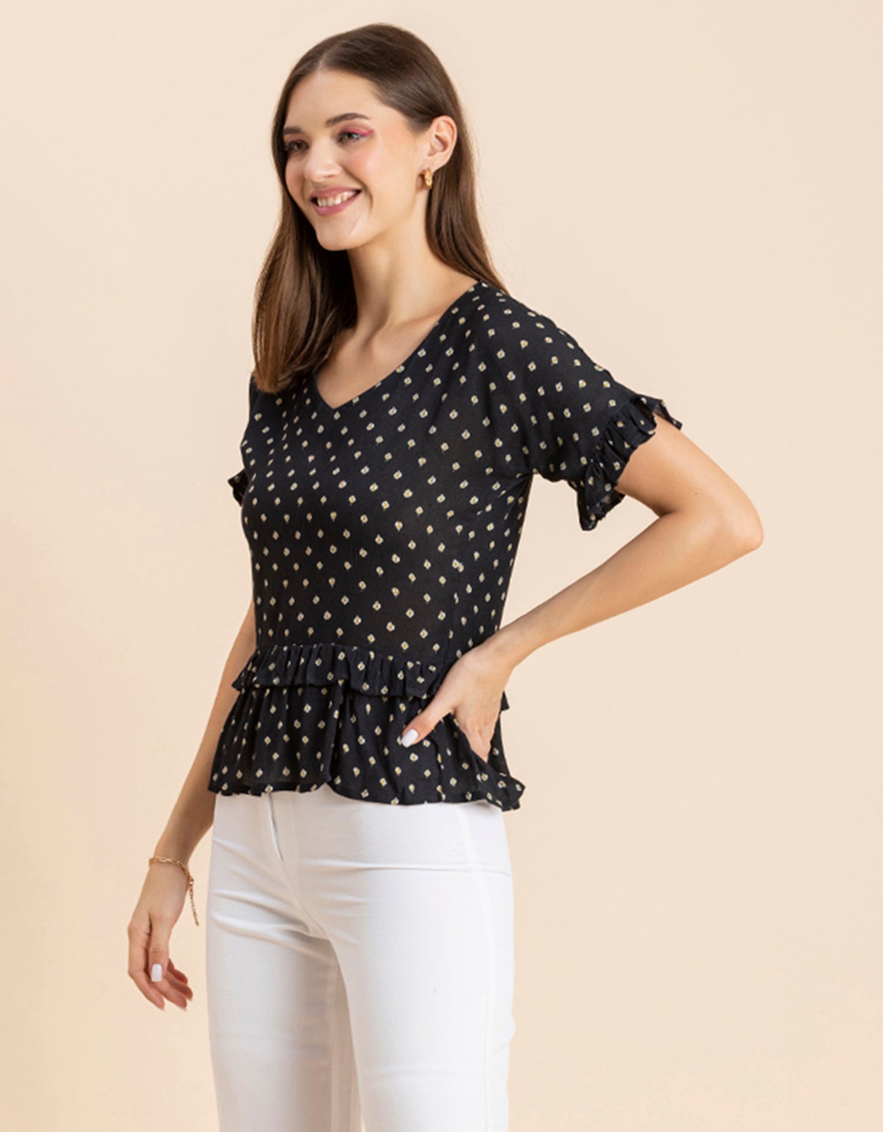 Printed Viscose Loose-Fit Top