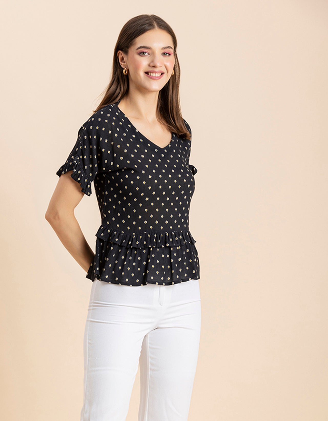 Printed Viscose Loose-Fit Top