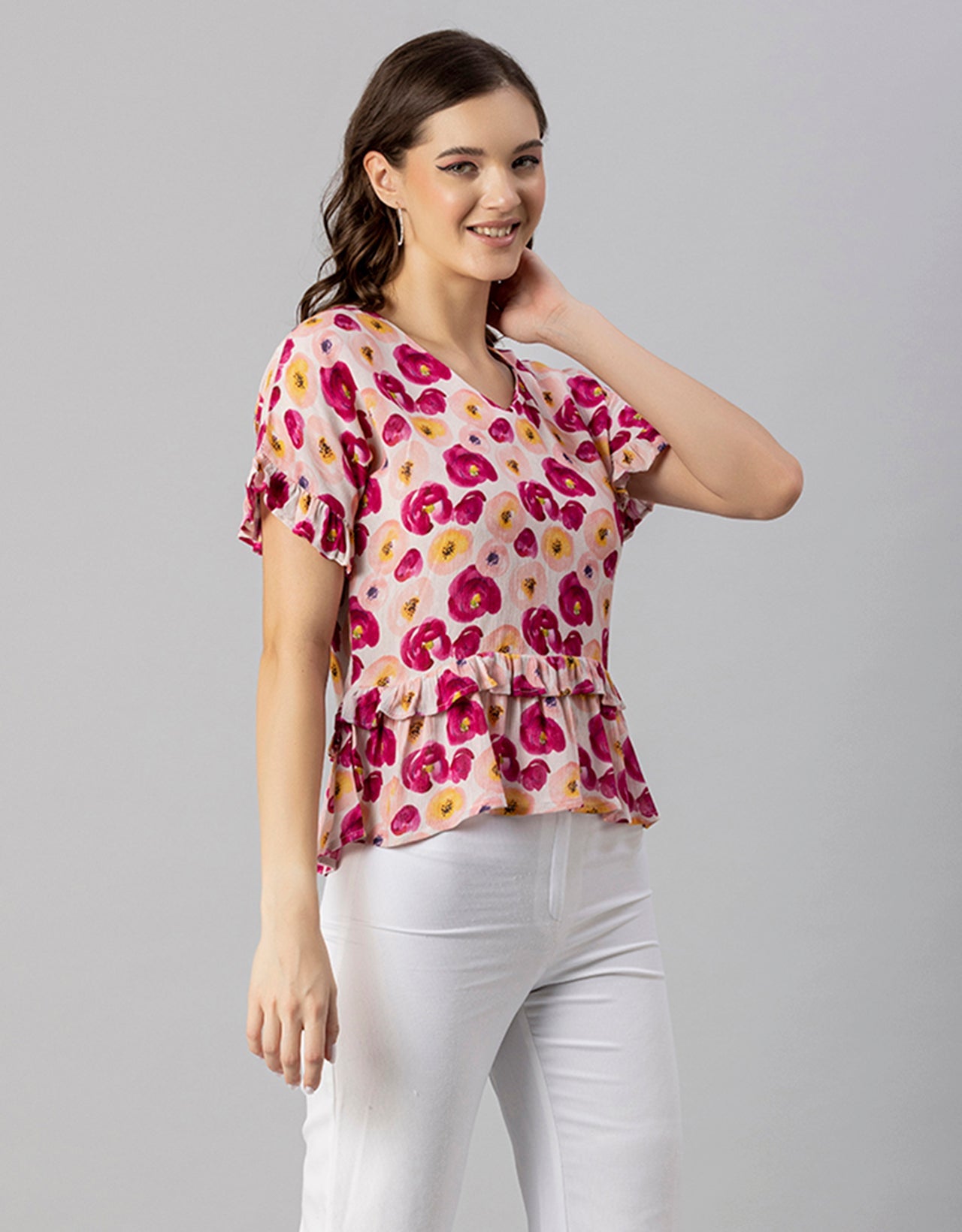Printed Viscose Loose-Fit Top