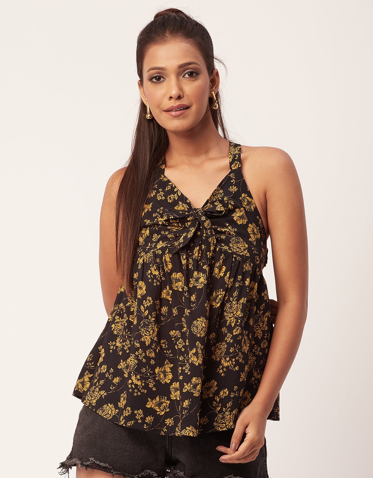 Cinched Waist Viscose Top