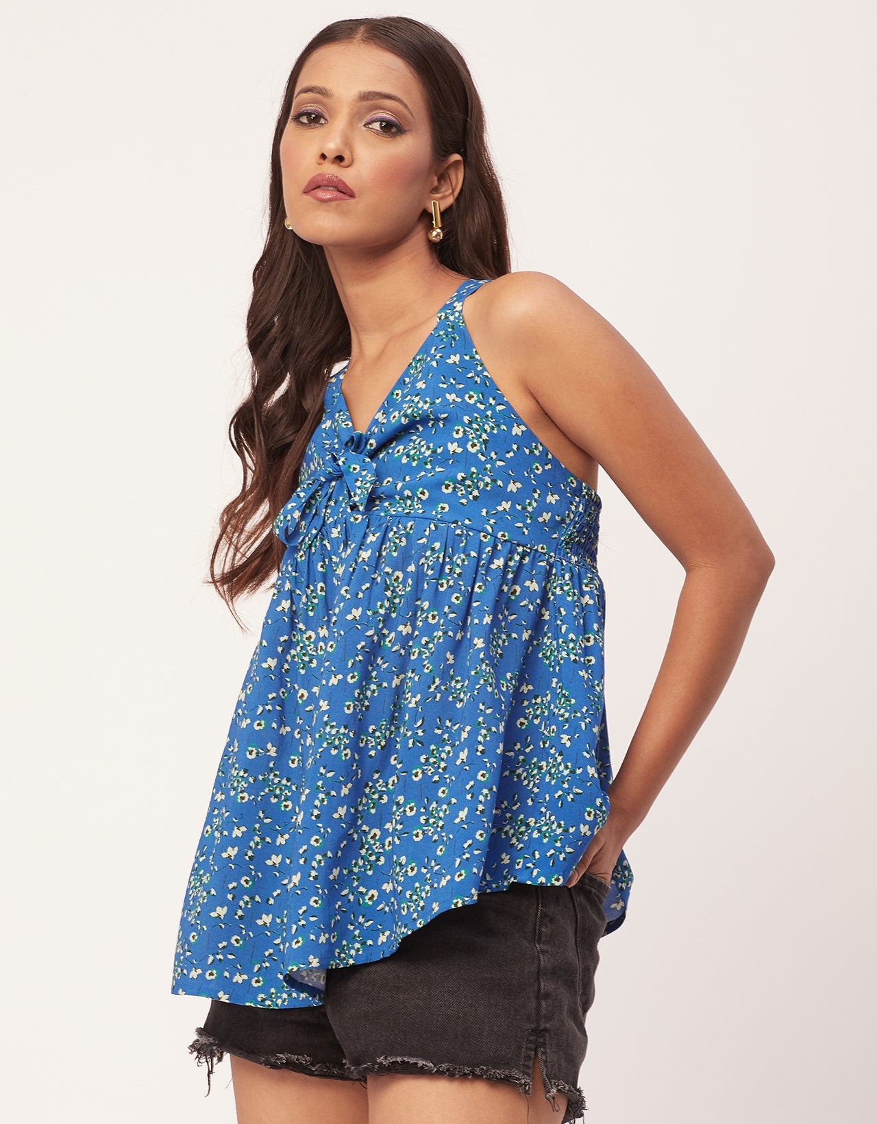 Cinched Waist Viscose Top