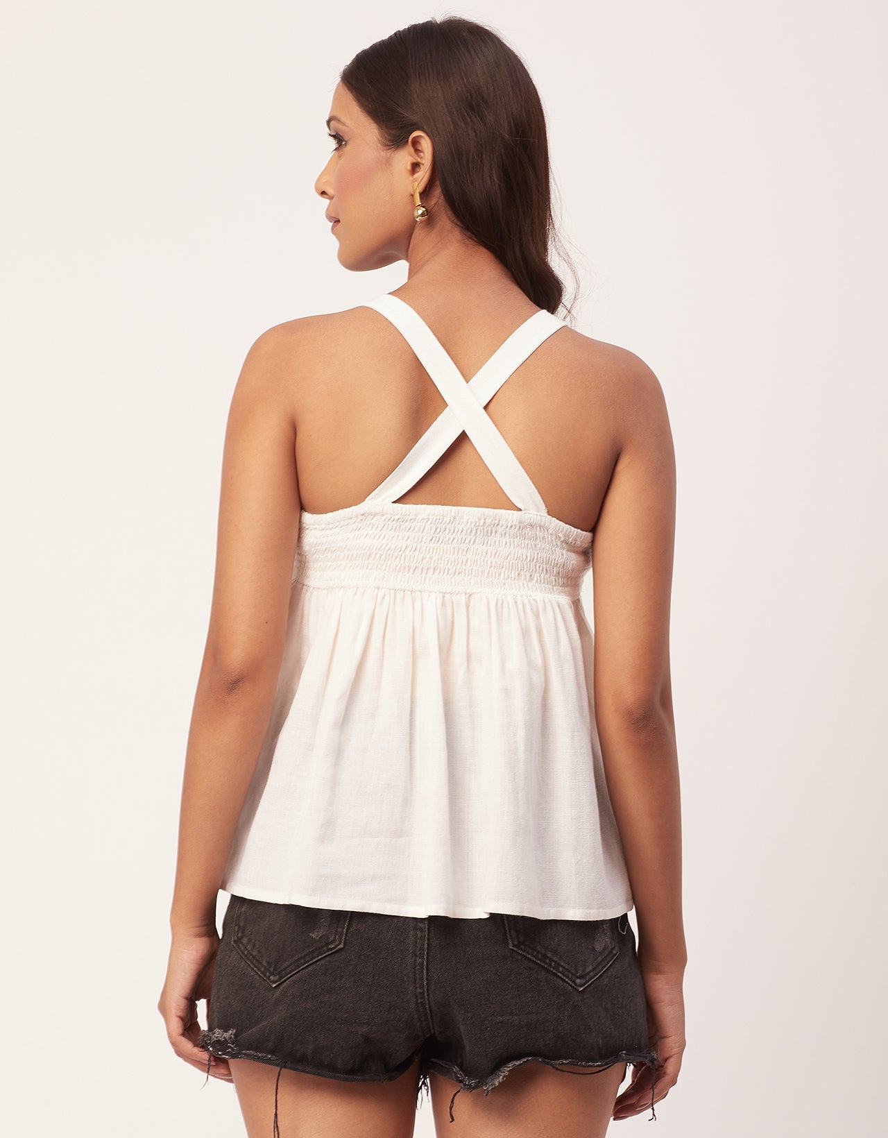 Cinched Waist Viscose Top