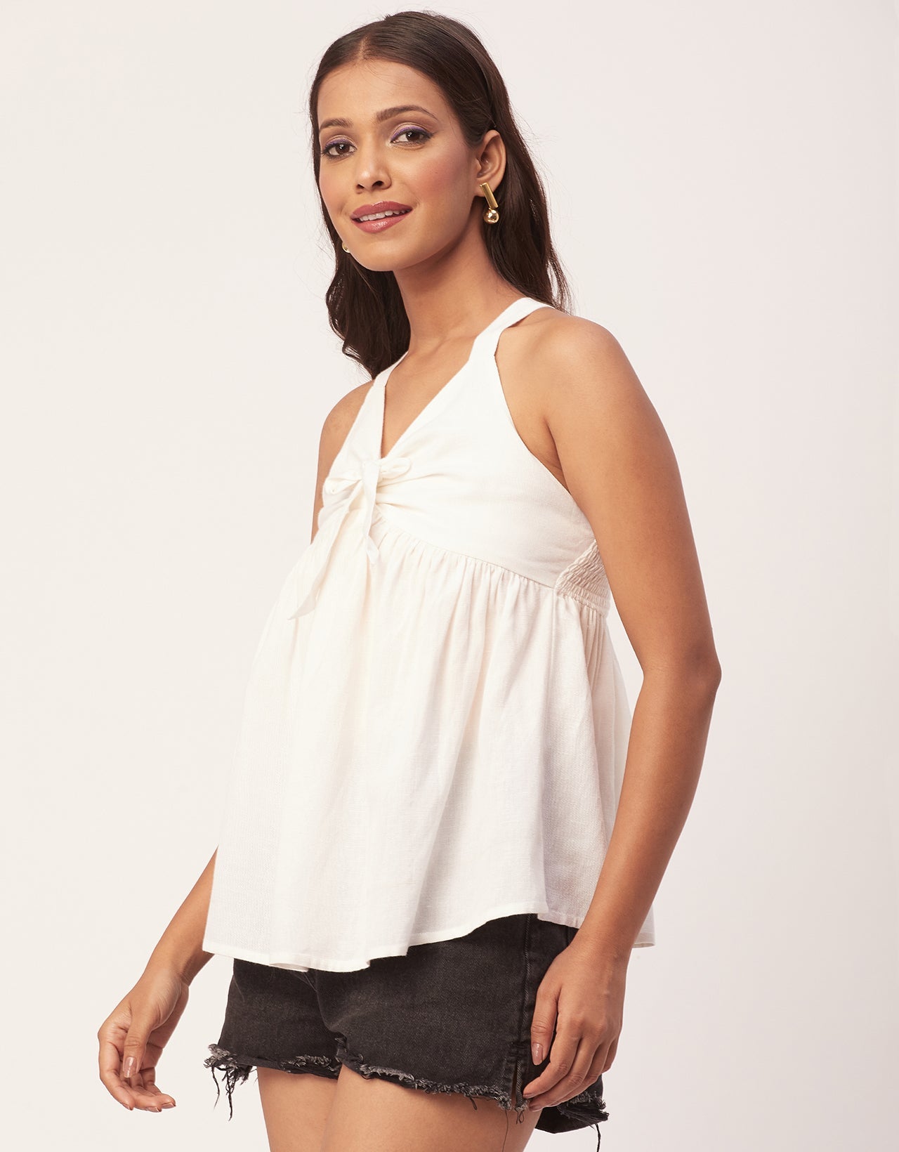 Cinched Waist Viscose Top