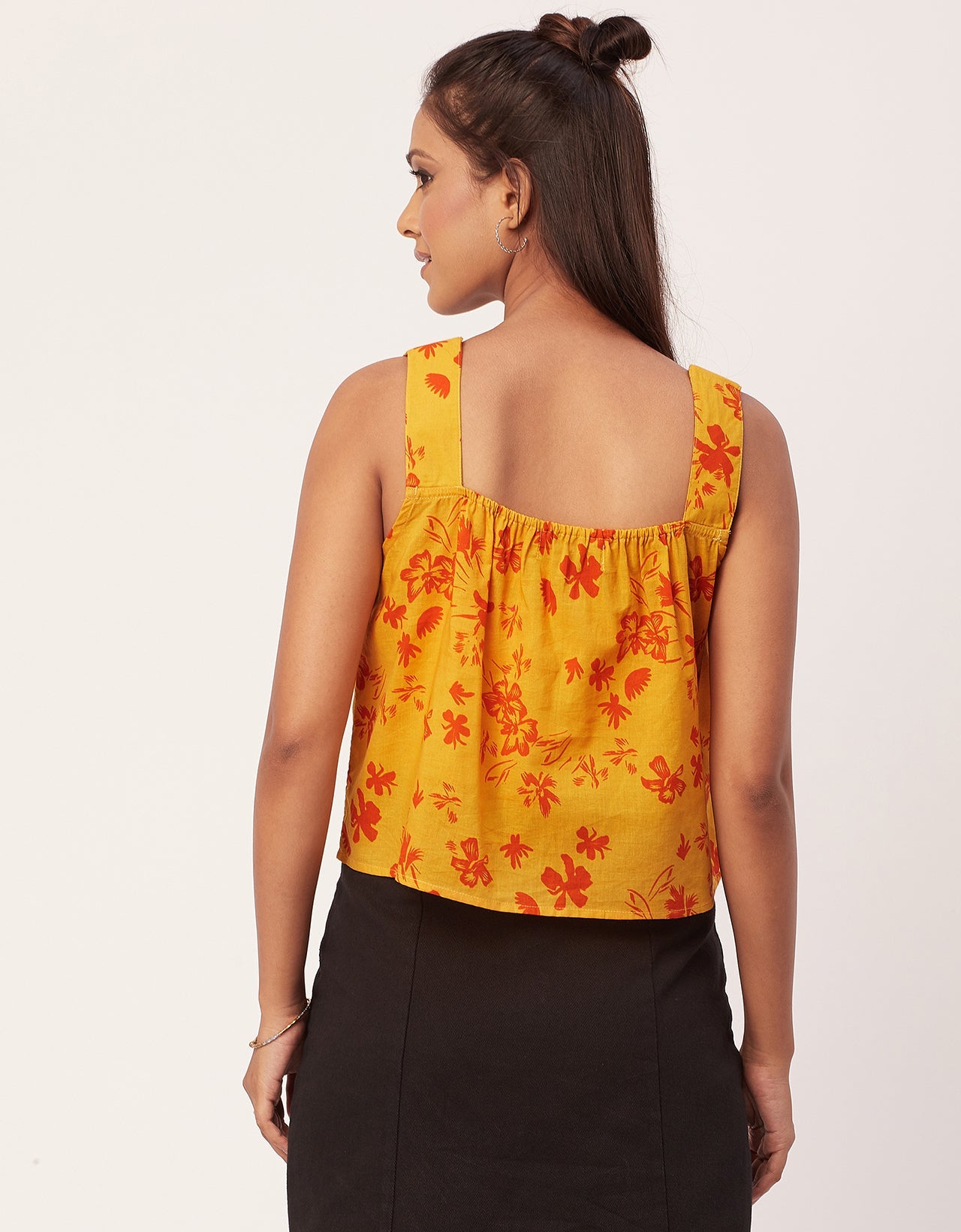 Printed Crop Top, Square Neck