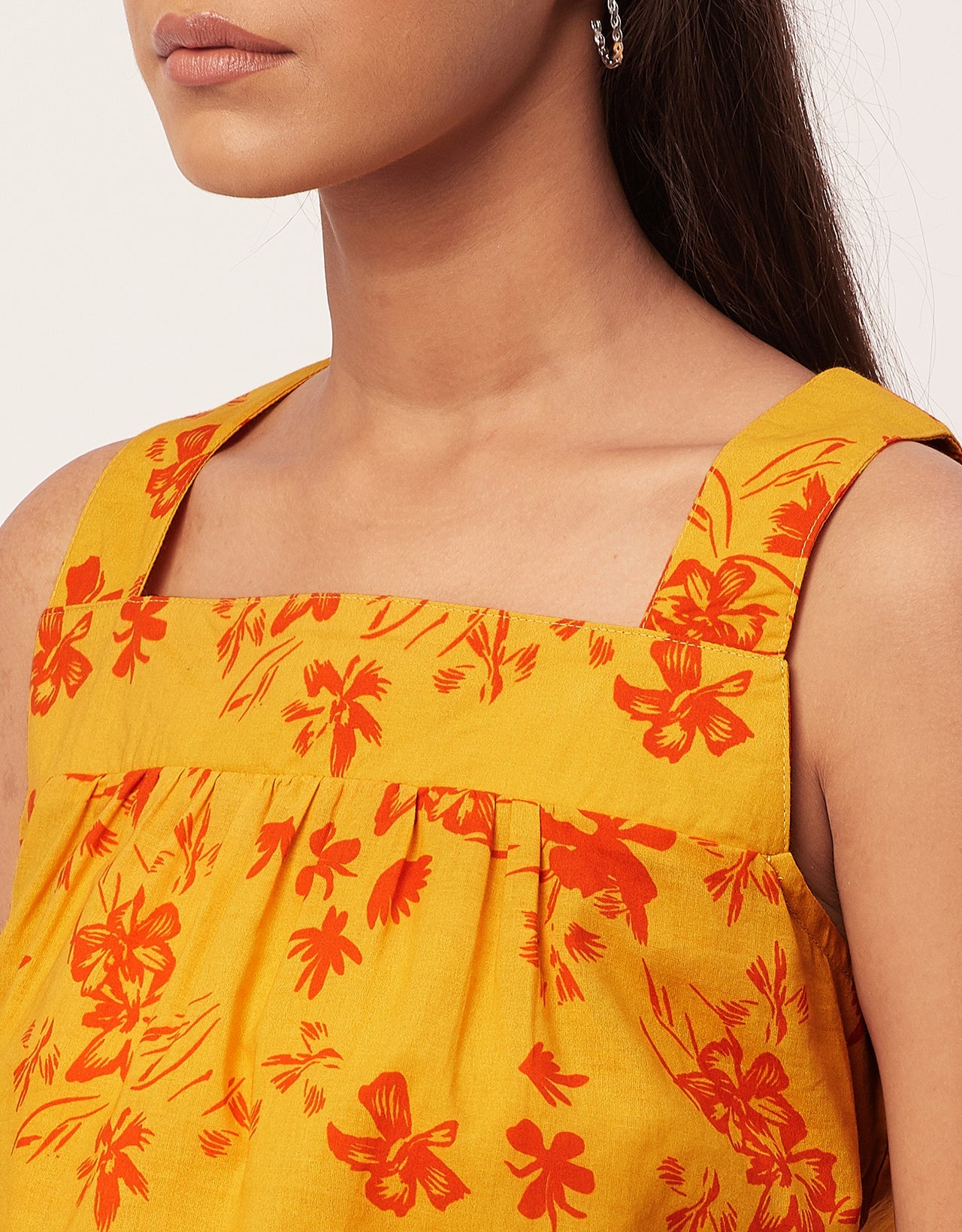 Printed Crop Top, Square Neck