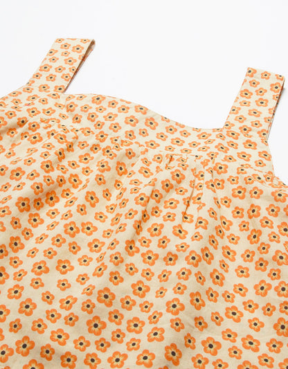Printed Crop Top, Square Neck