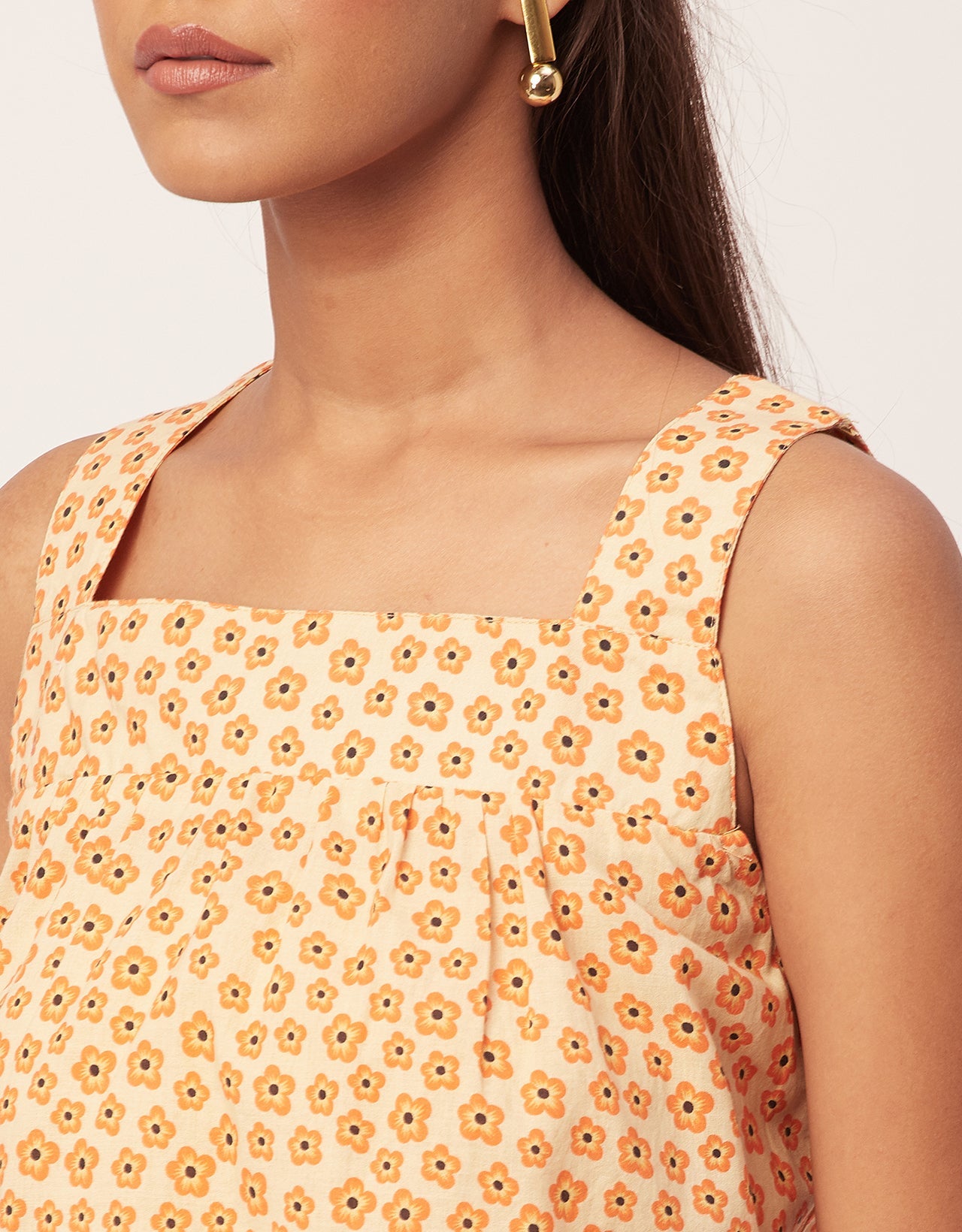 Printed Crop Top, Square Neck