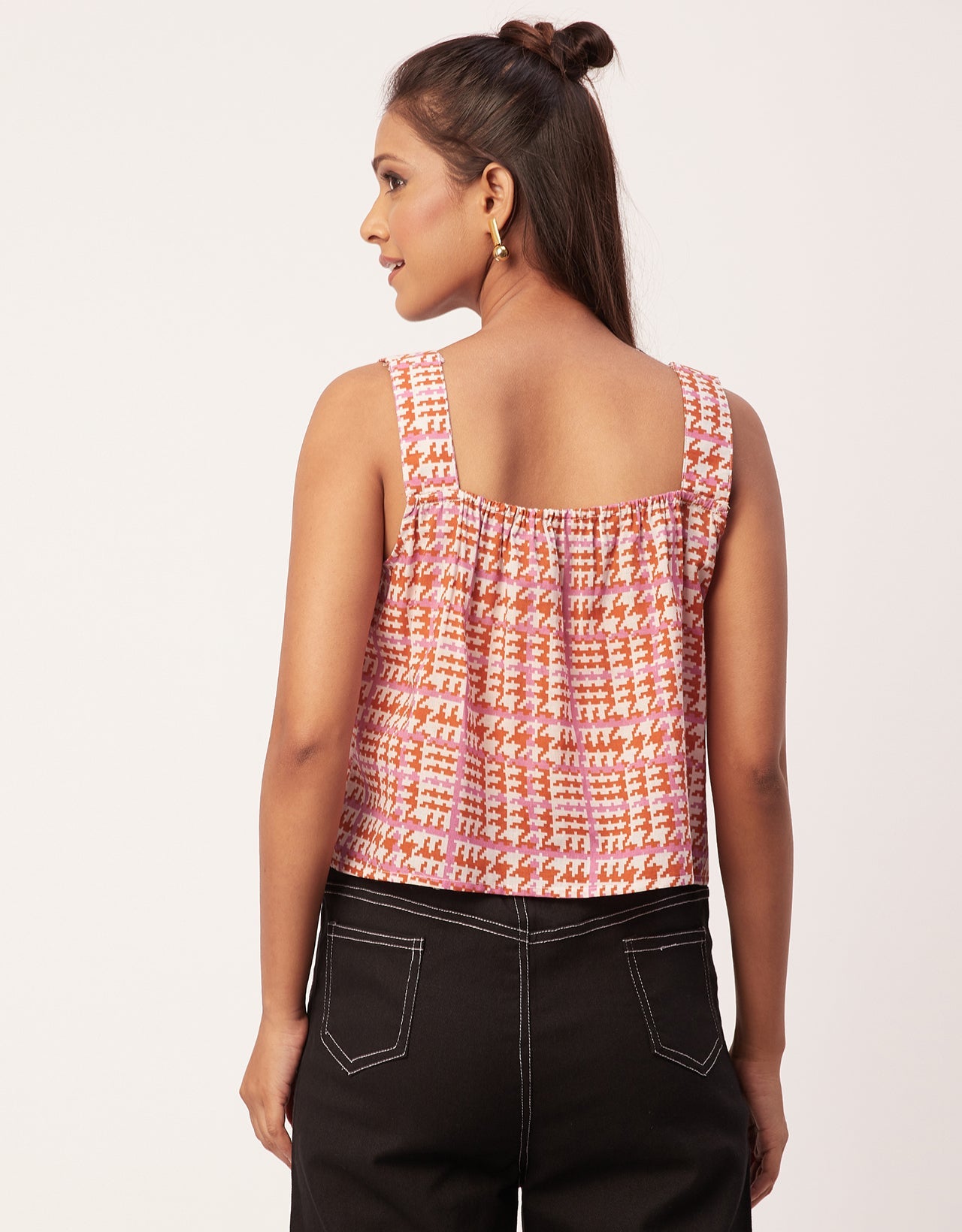 Printed Crop Top, Square Neck