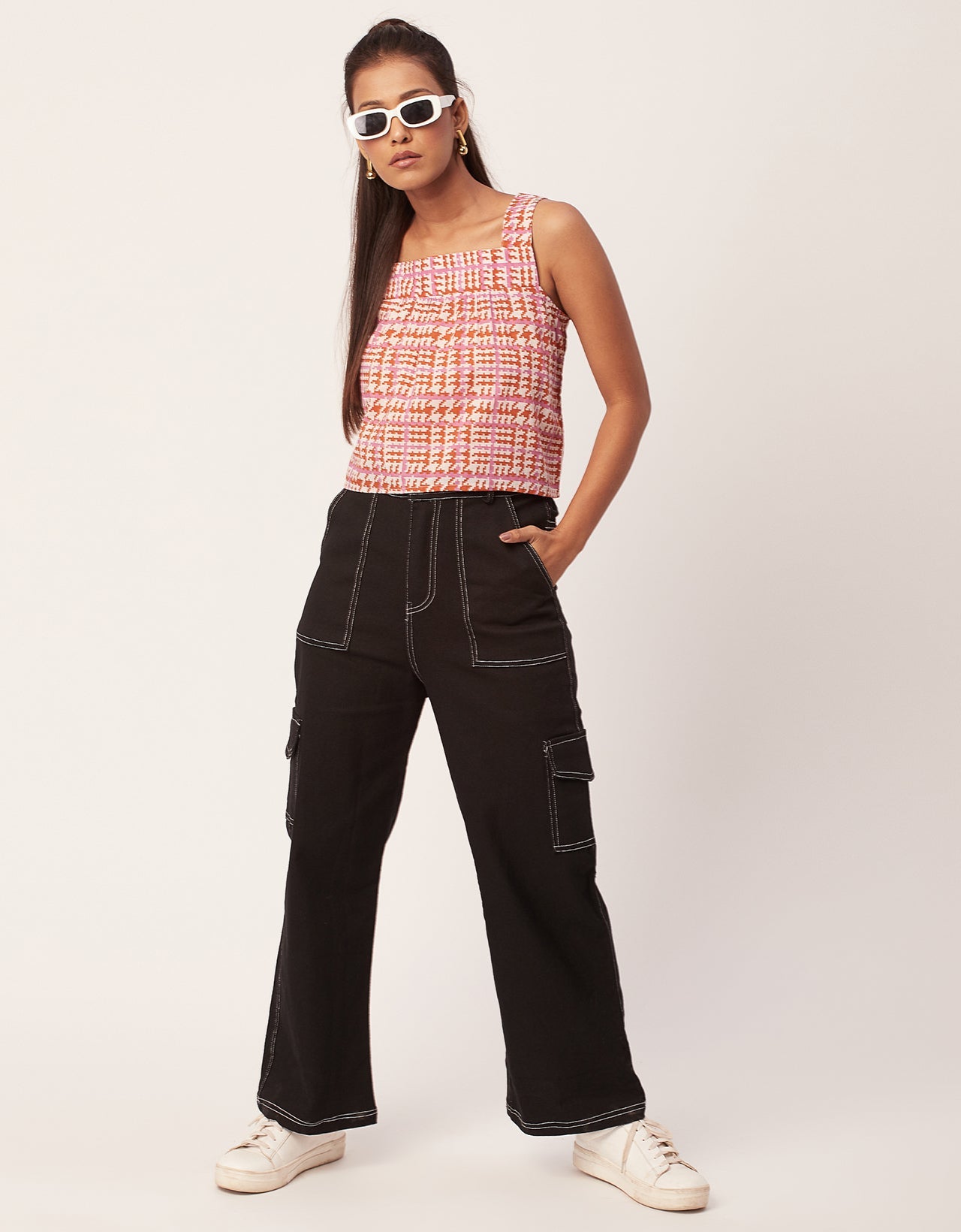 Printed Crop Top, Square Neck