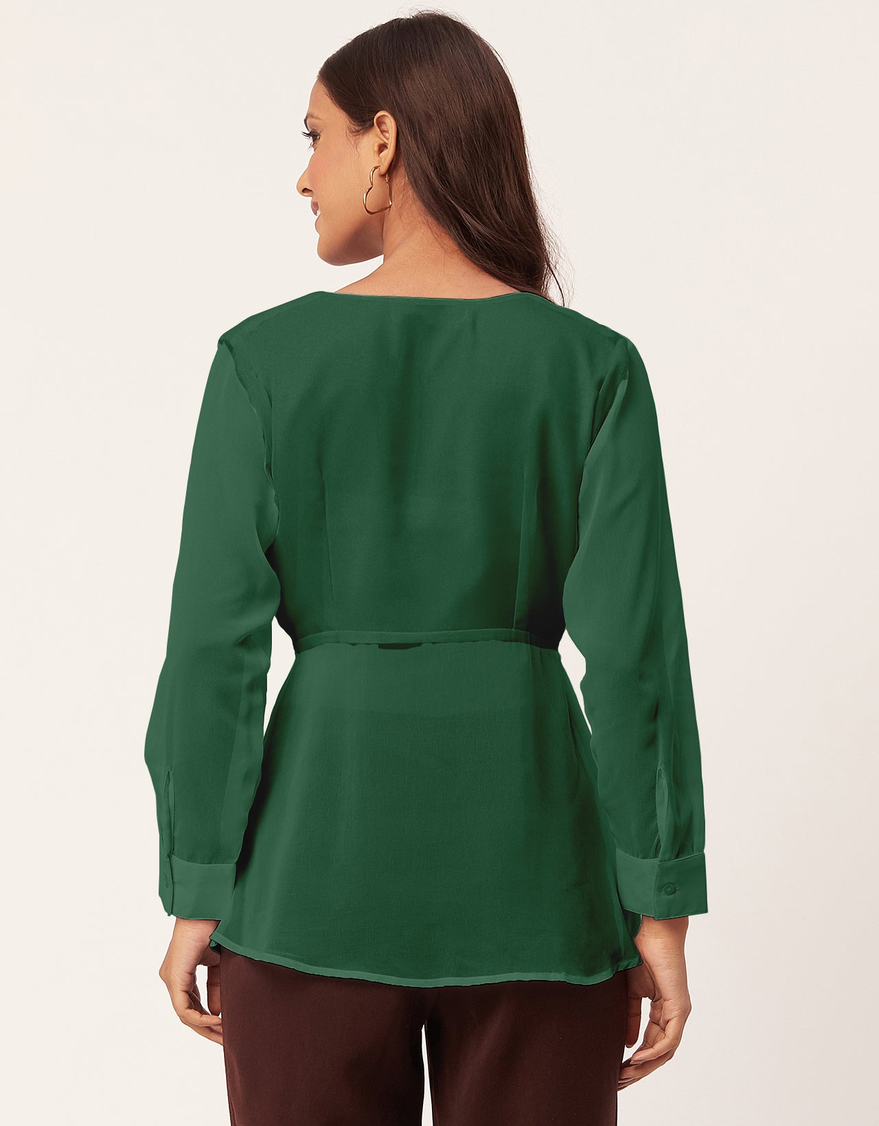 Cinched Waist V-Neck Top