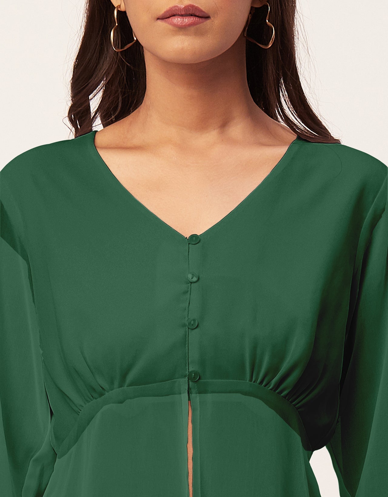 Cinched Waist V-Neck Top