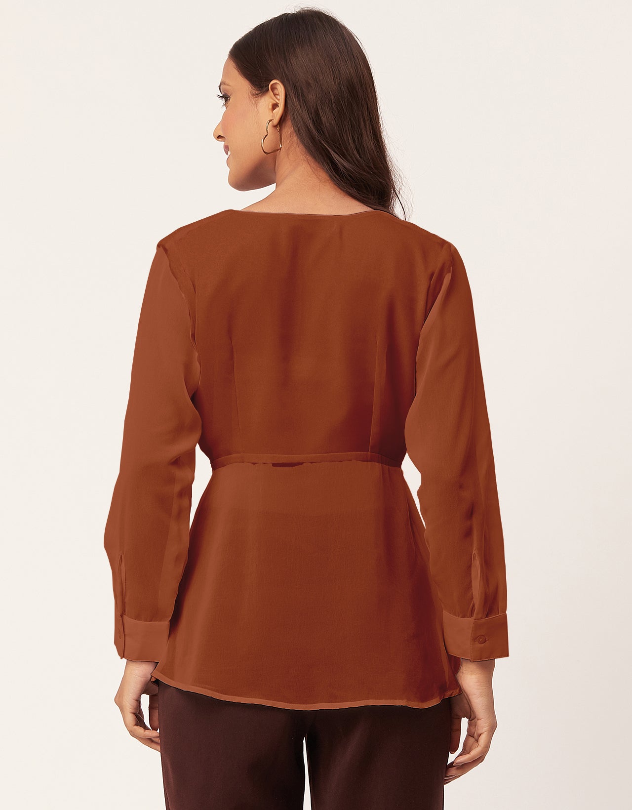 Cinched Waist V-Neck Top