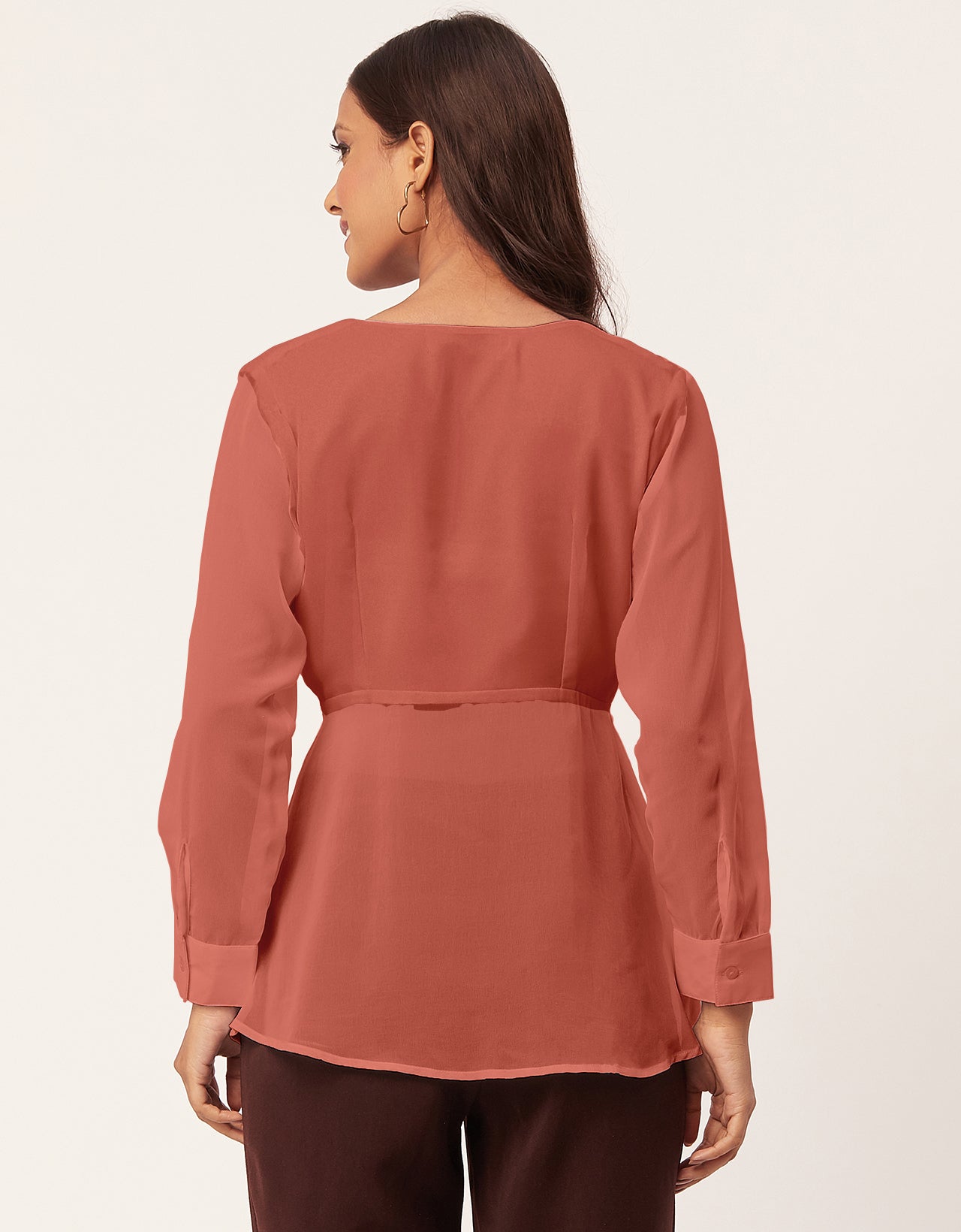 Cinched Waist V-Neck Top