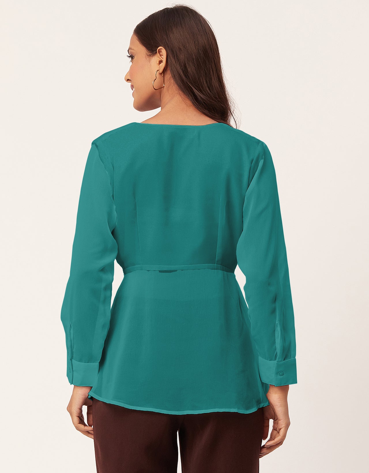 Cinched Waist V-Neck Top