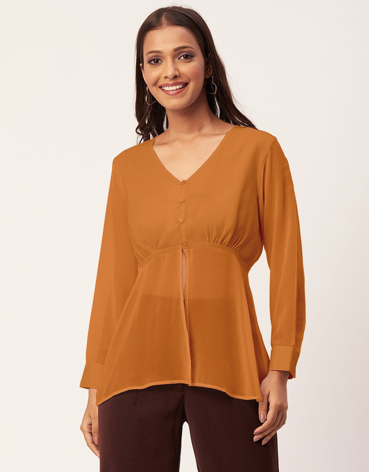 orange georgette top