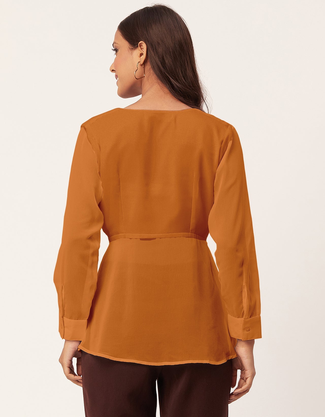 Cinched Waist V-Neck Top