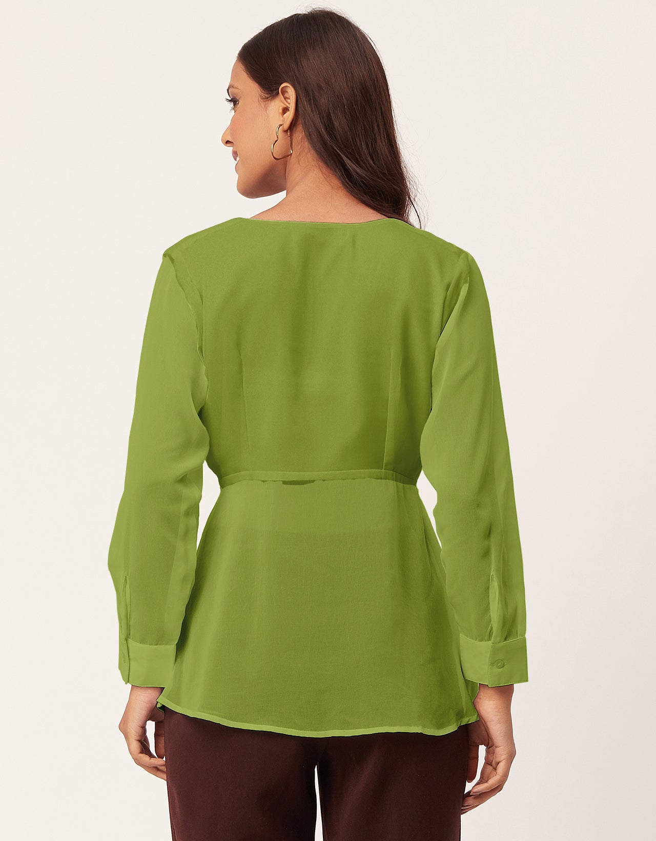 Cinched Waist V-Neck Top