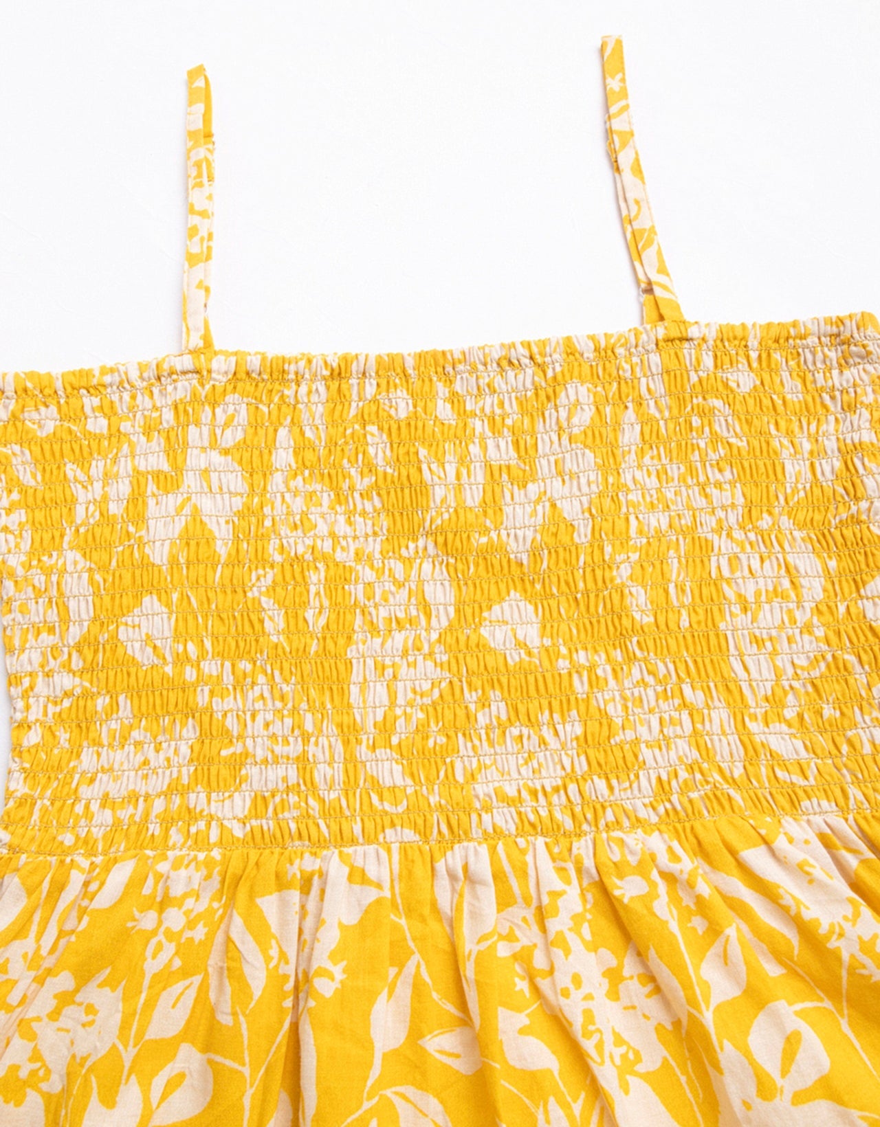 Printed Square Neck Smocked Top