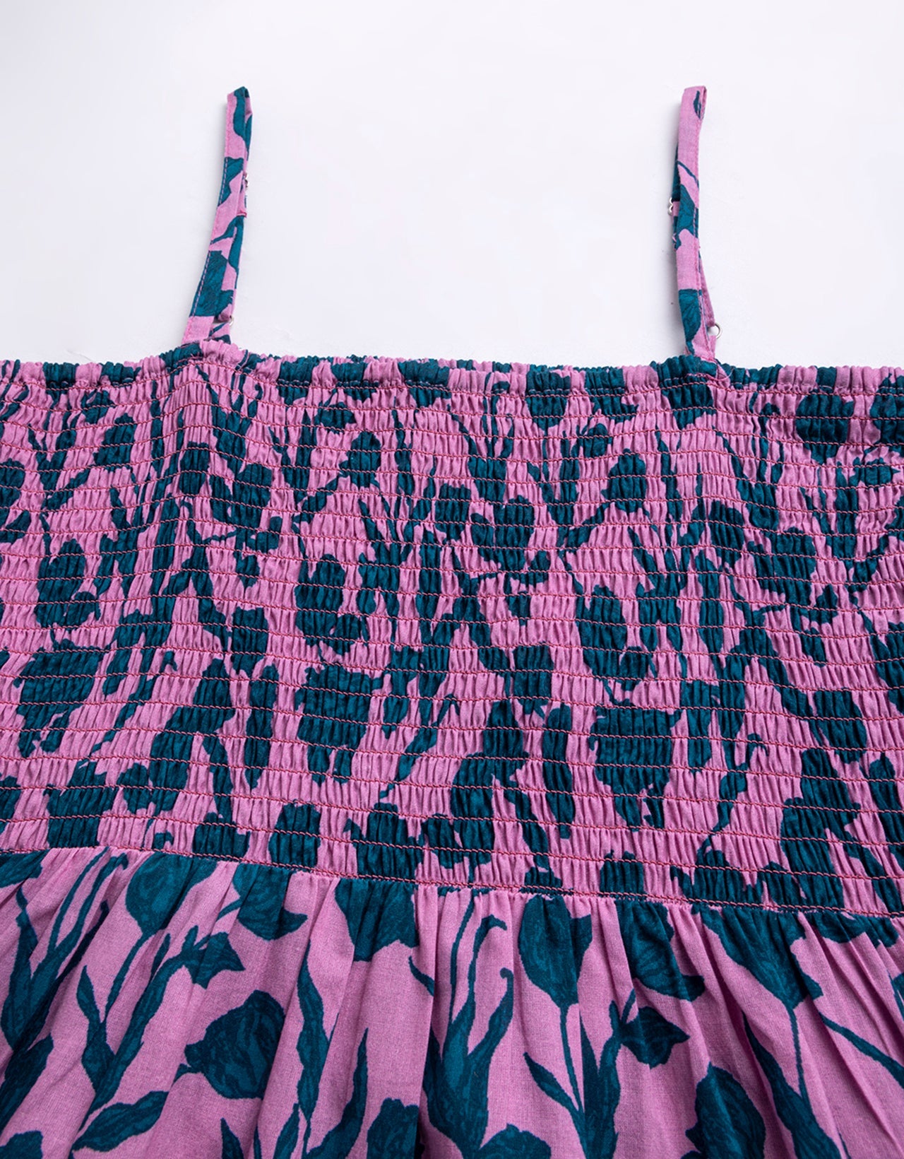 Printed Square Neck Smocked Top